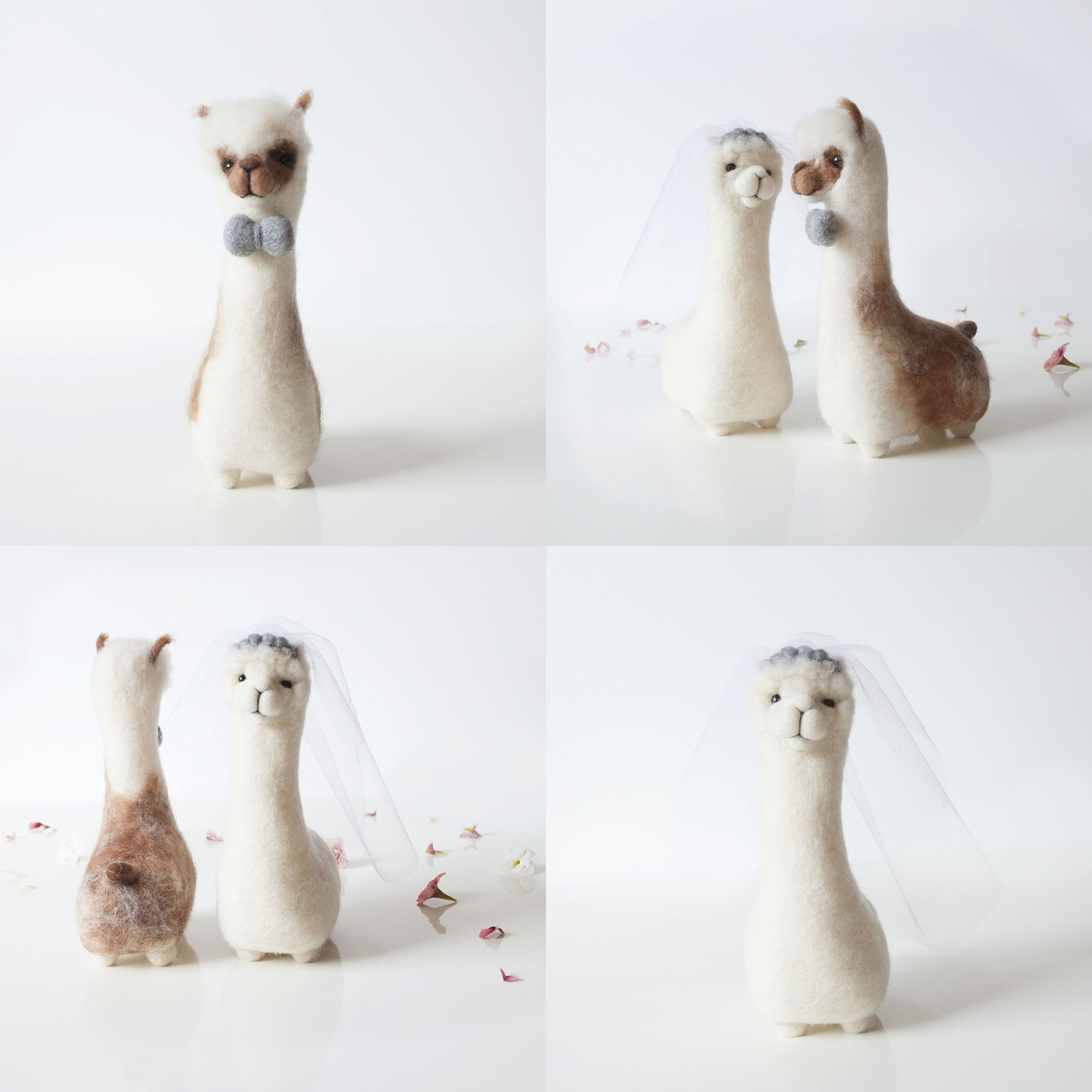 Alpaca wedding cake toppers — Fudge and Mabel