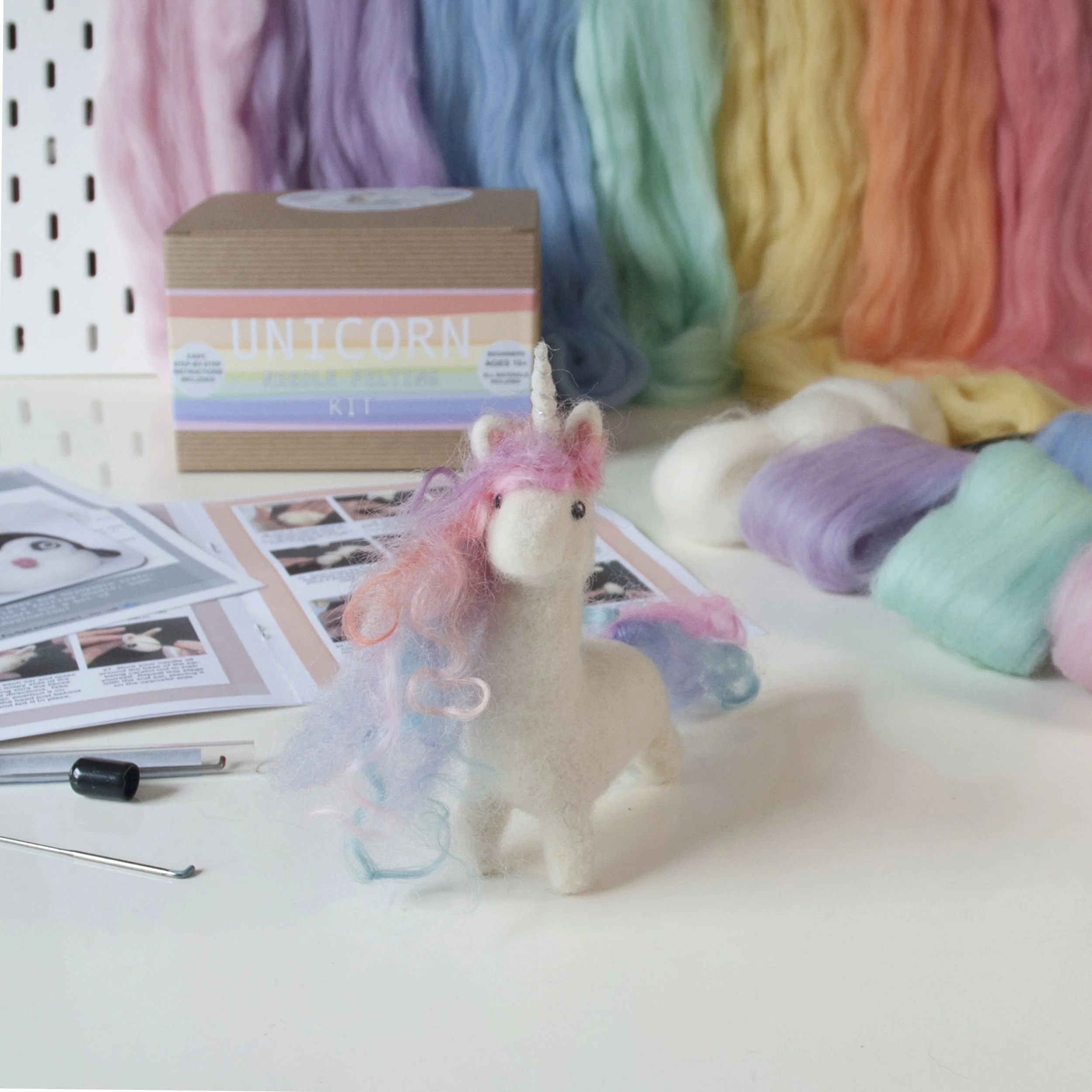 Unicorn needle felting kit - beginner's