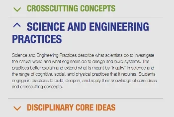 The NGSS approach emphasizes practice or performance as a way to acquire and demonstrate learning.