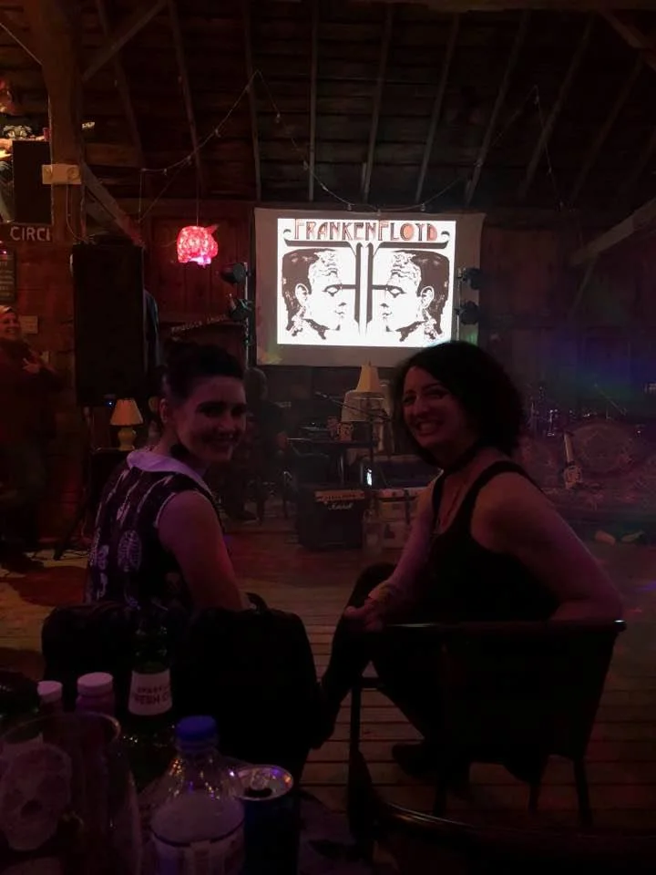 wifey Jessa with my one of my best pals (and one of our bridesmaids!) Nichole (dressed as "The Sandman"'s Death) waiting for the show to go on.