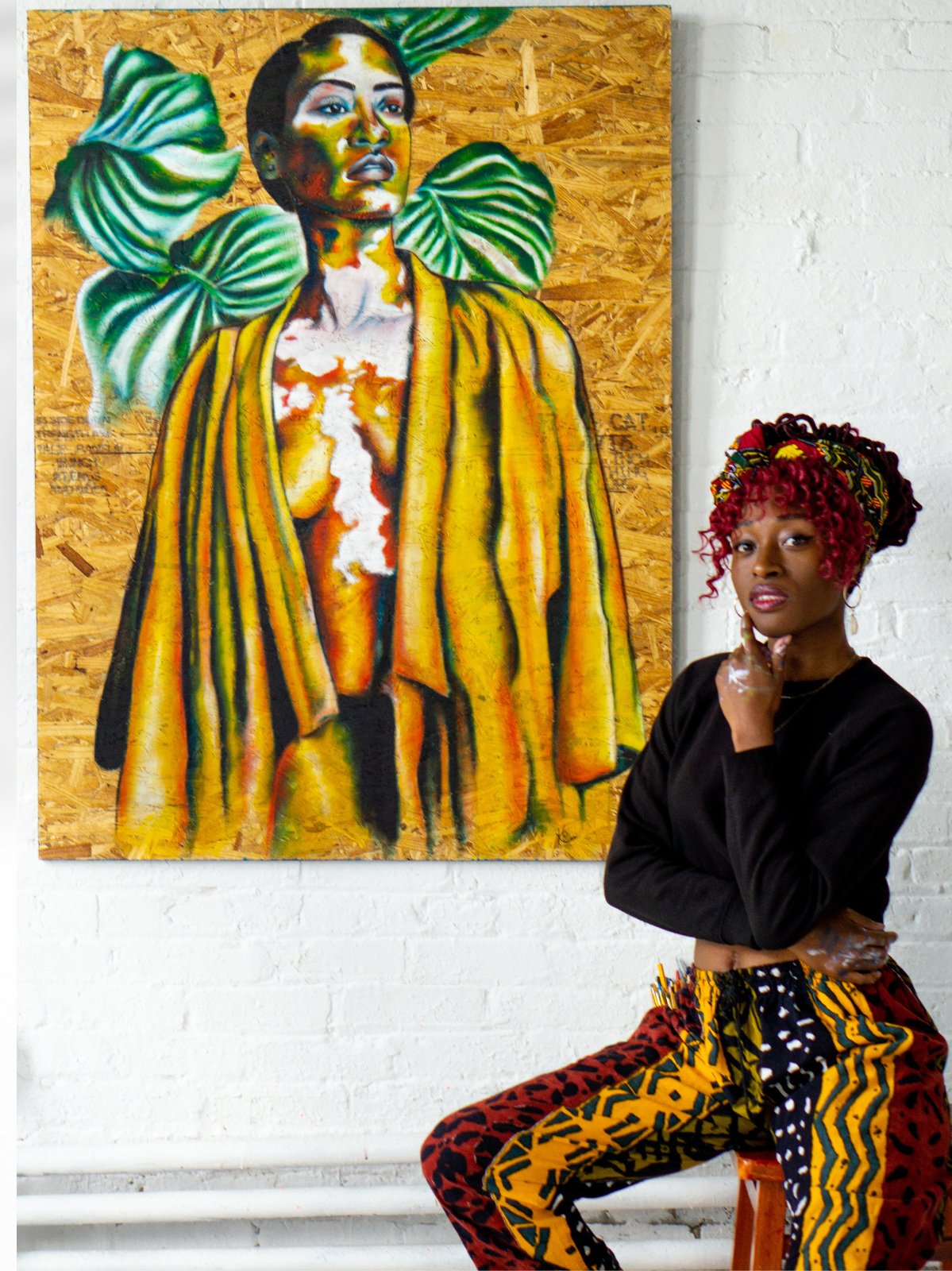 The Embrace: Afrocentric black art. Original canvas art by Oya Arts