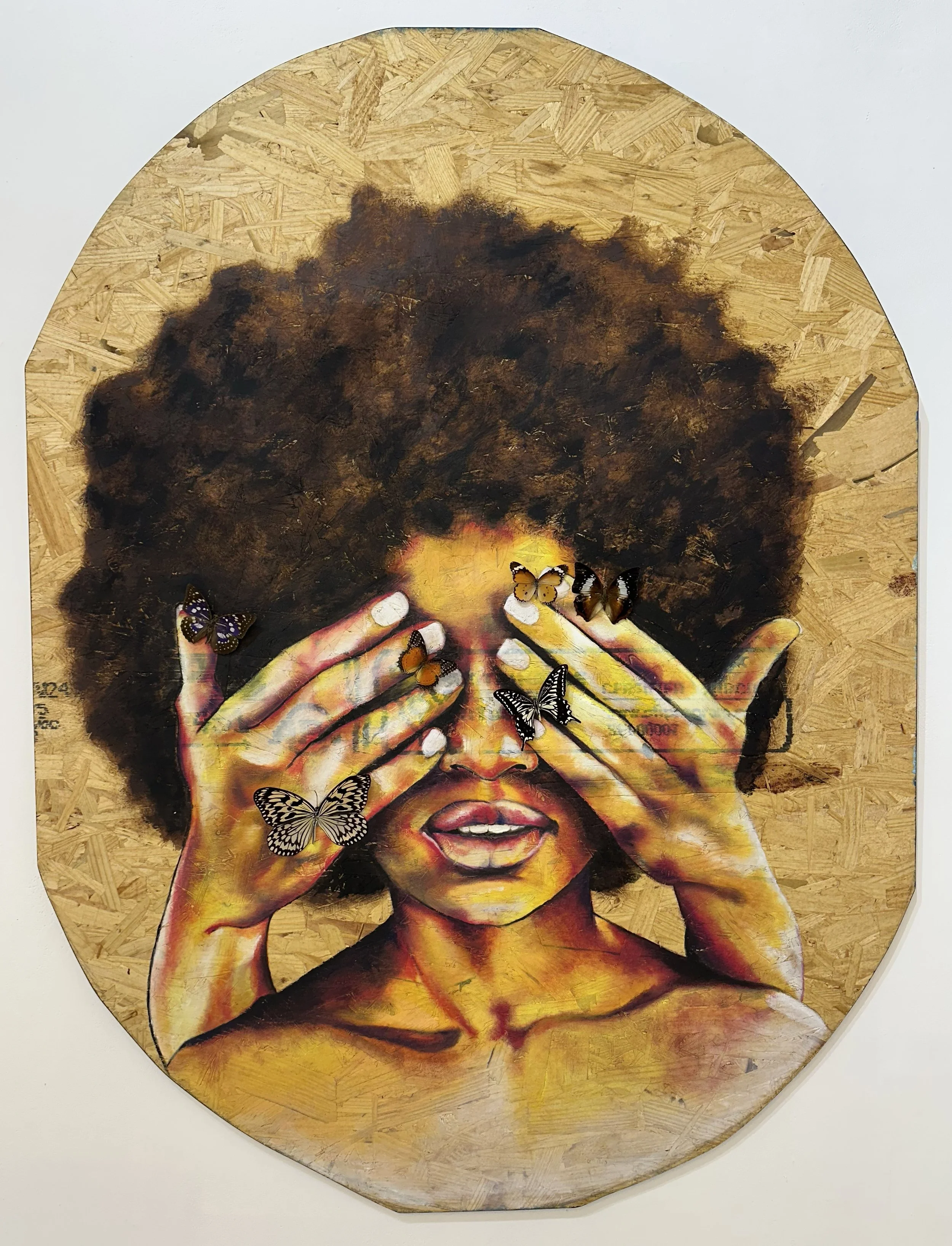 See No.. Yet the Butterflies Exposes, 2025
| 3ft x 4ft
| oil on reclaimed wood