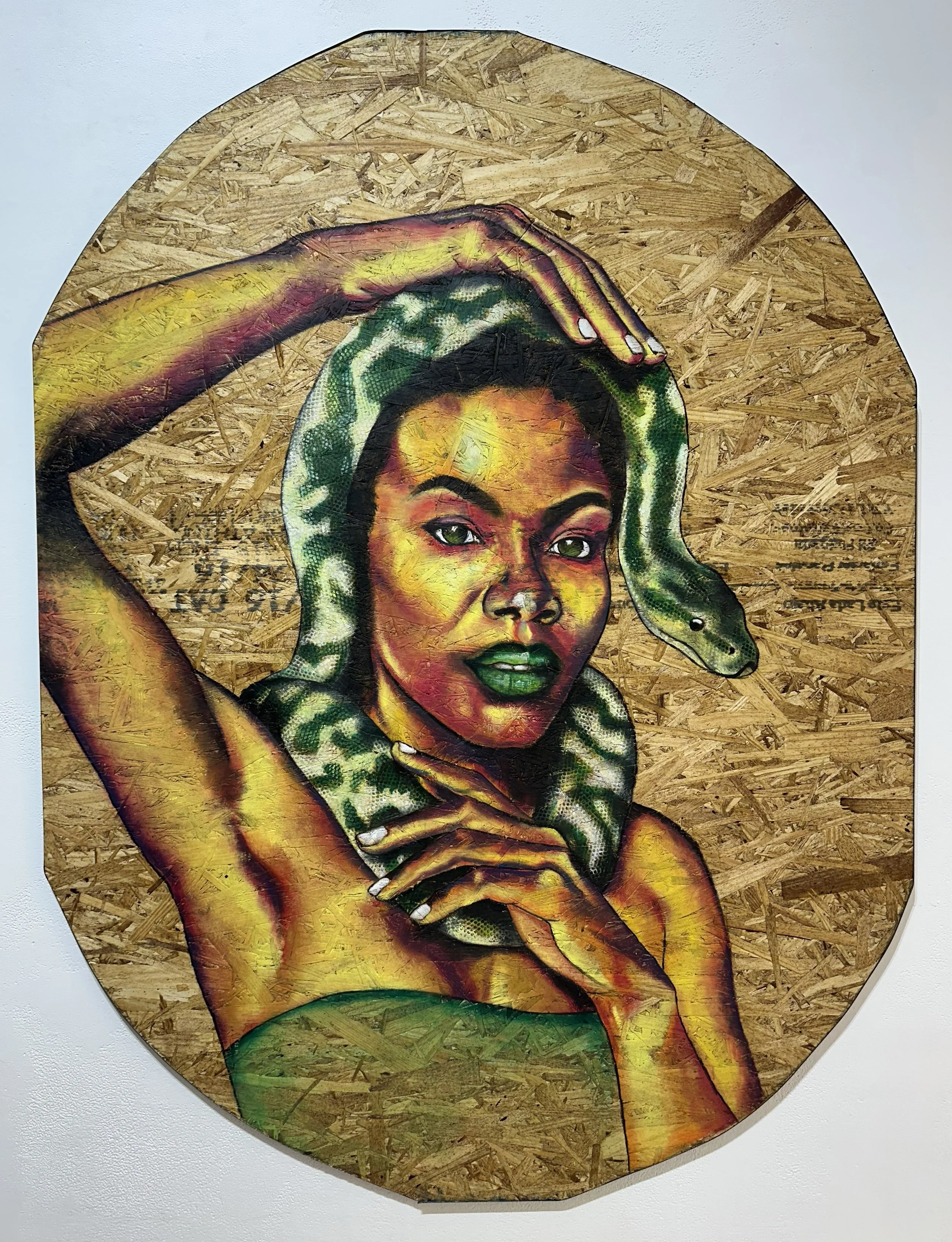 Hear No.. Yet the Serpent Hiss, 2025
| 3ft x 4ft
| oil on reclaimed wood