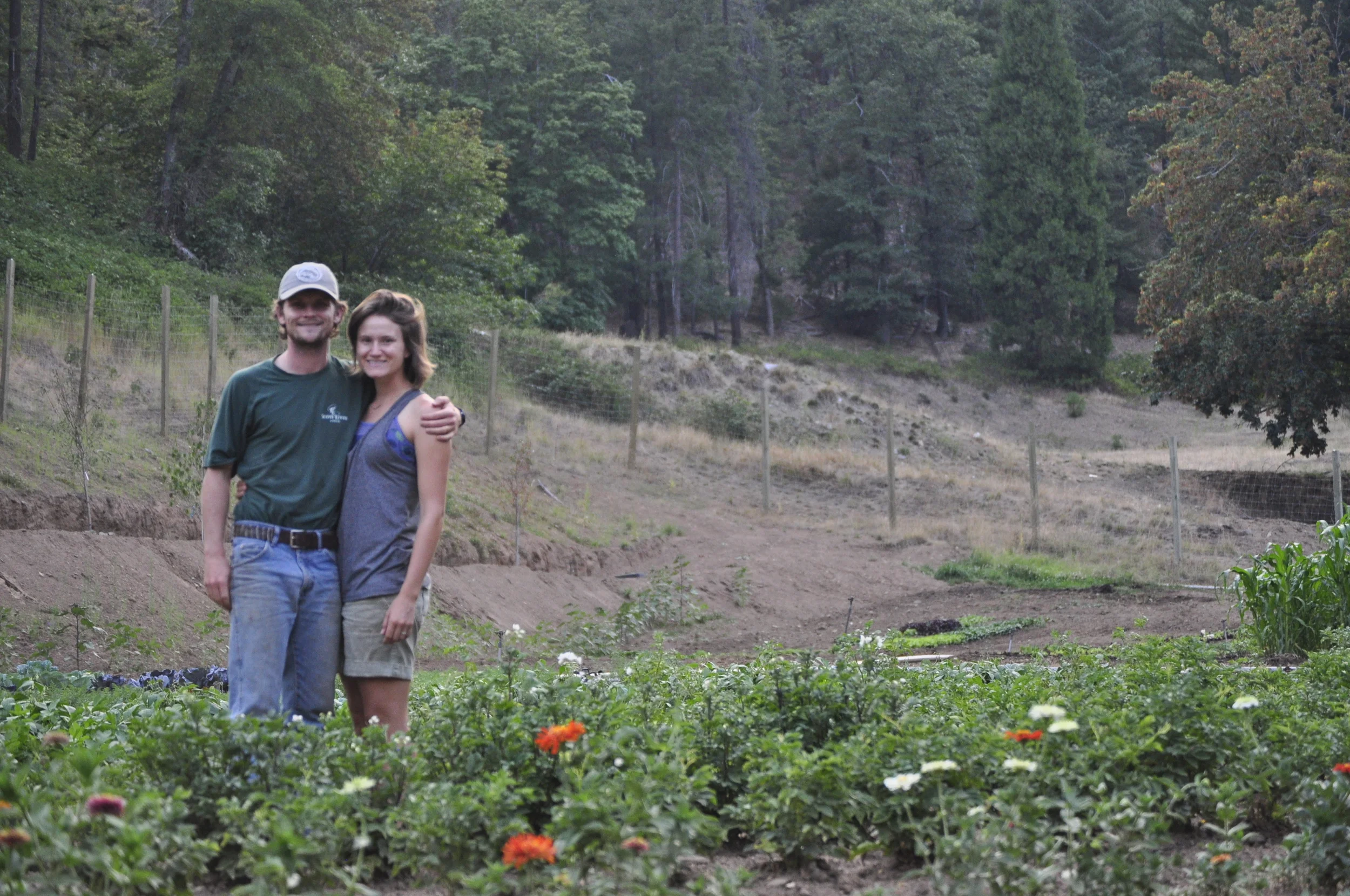 Taylor and Morgan in the garden at the Lodge in 2013.