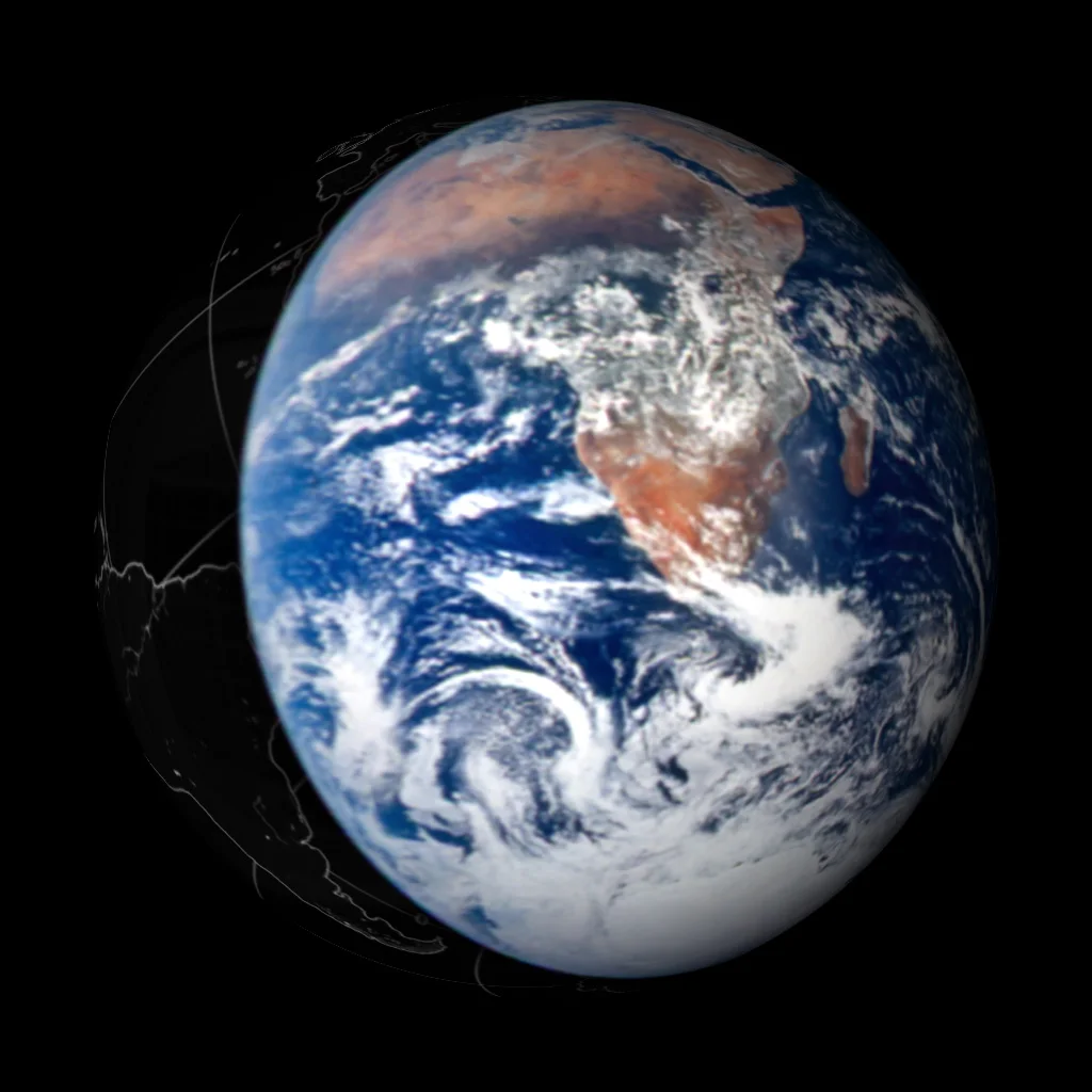 1972 Original "Blue Marble" wrapped to the sphere and animated for the film.
