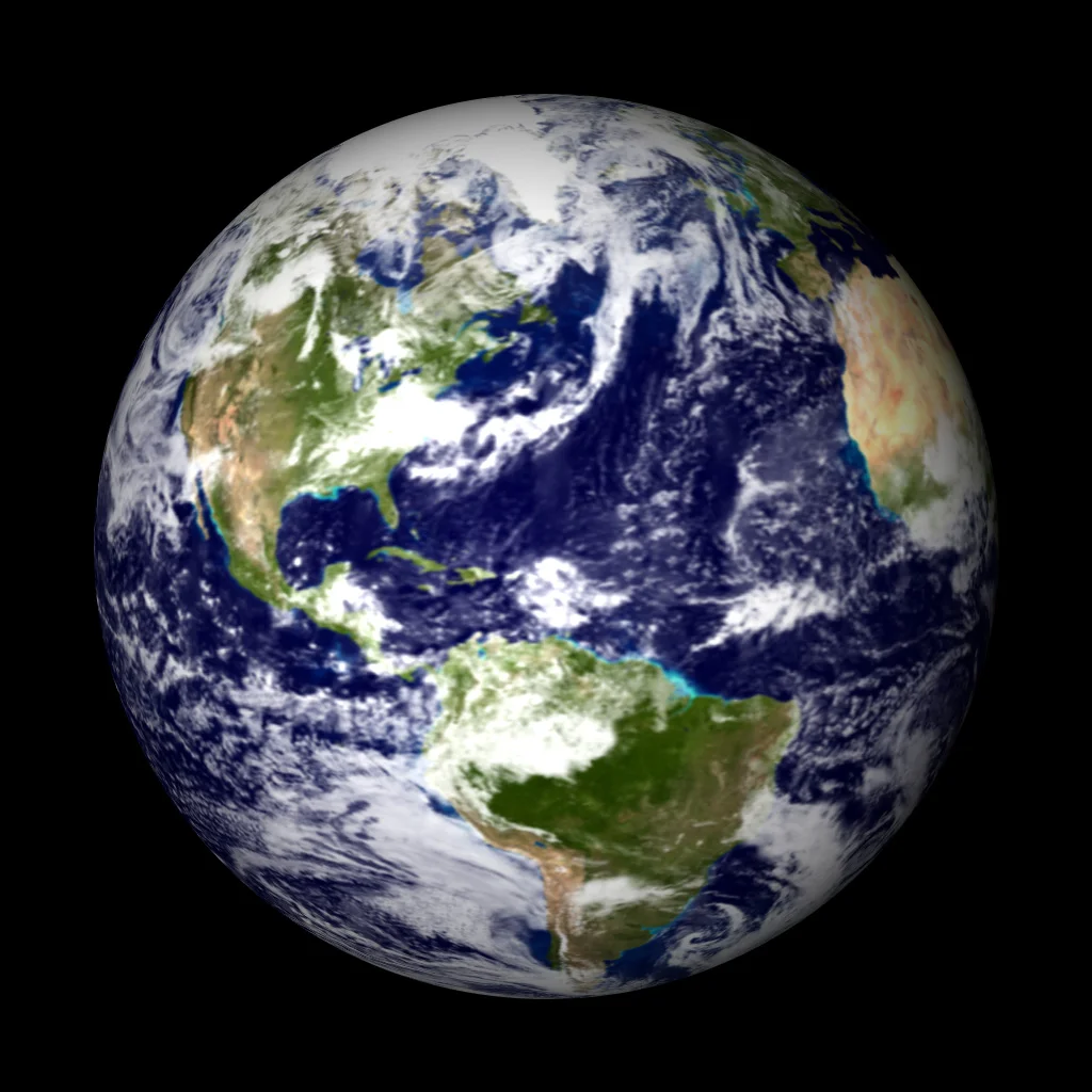 2002 - This modern “Blue Marble” dataset was created primarily from MODIS data by NASA/Reto Stockli