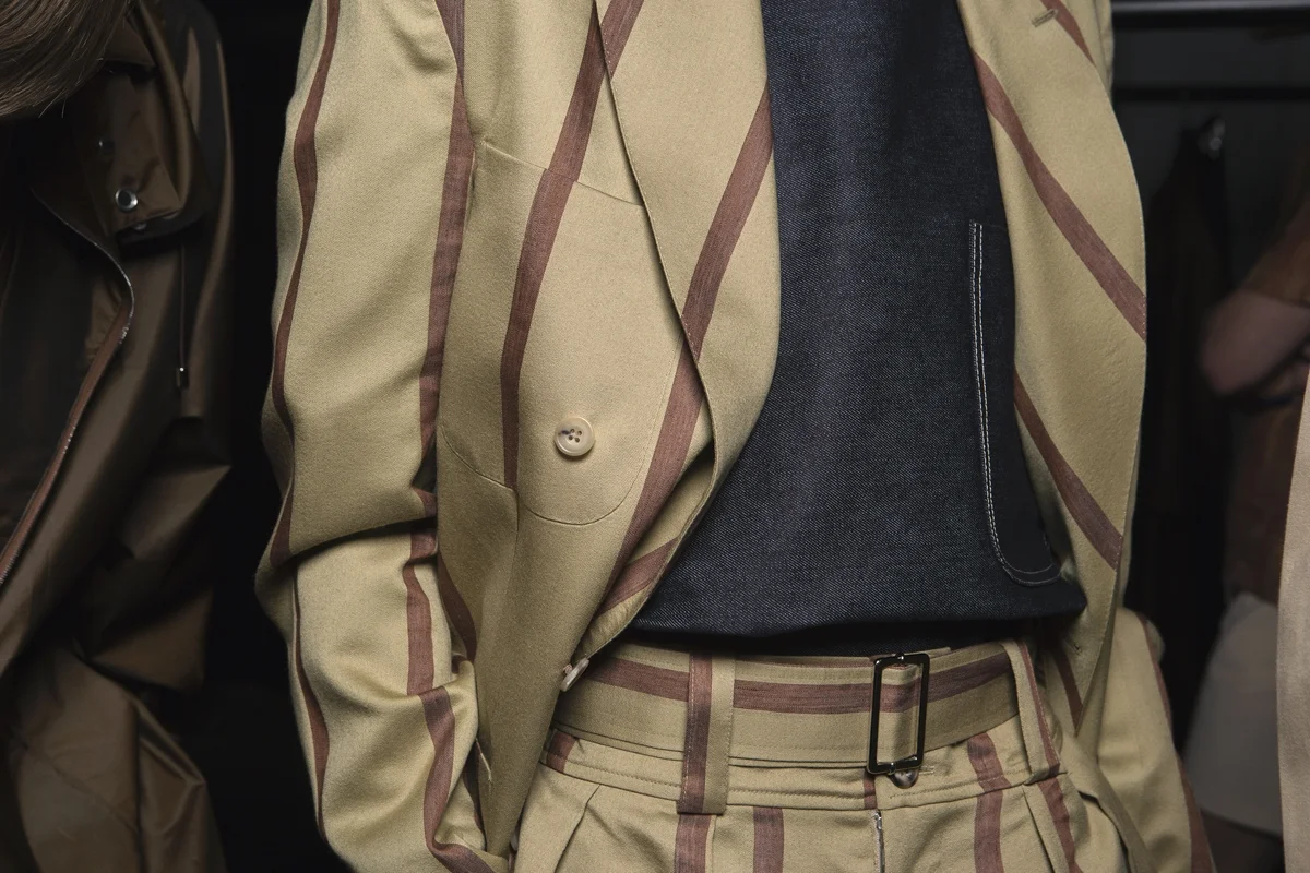 Clothing detail at E. Tautz, London Collections: Men for TONI&GUY. Photographed at The Old Sorting Office, London. 