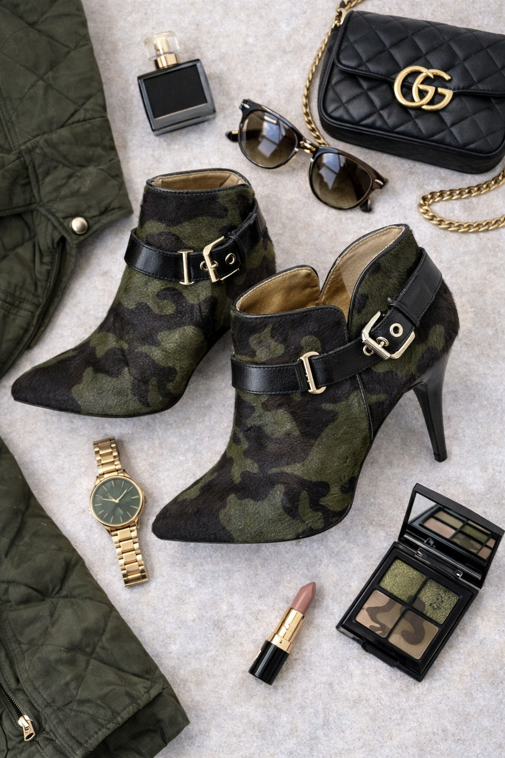Camo Bootie Heels | Faux Hide | Size 7