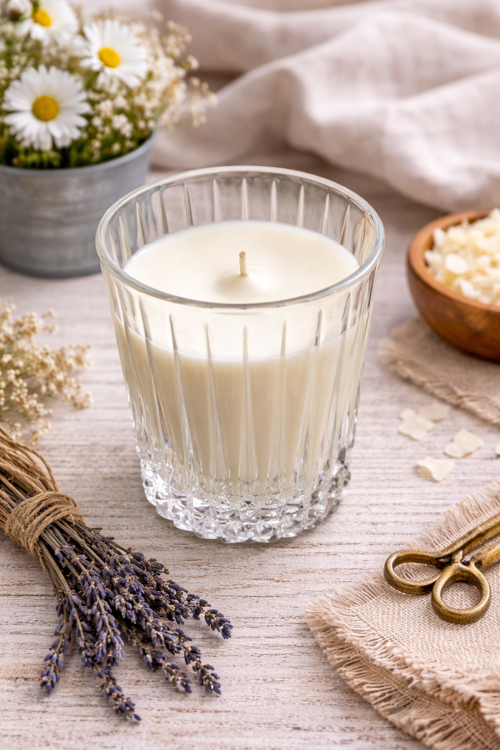 Reclaimed Soy Wax Candle in a Thrifted Glass | Upcycled Crafts