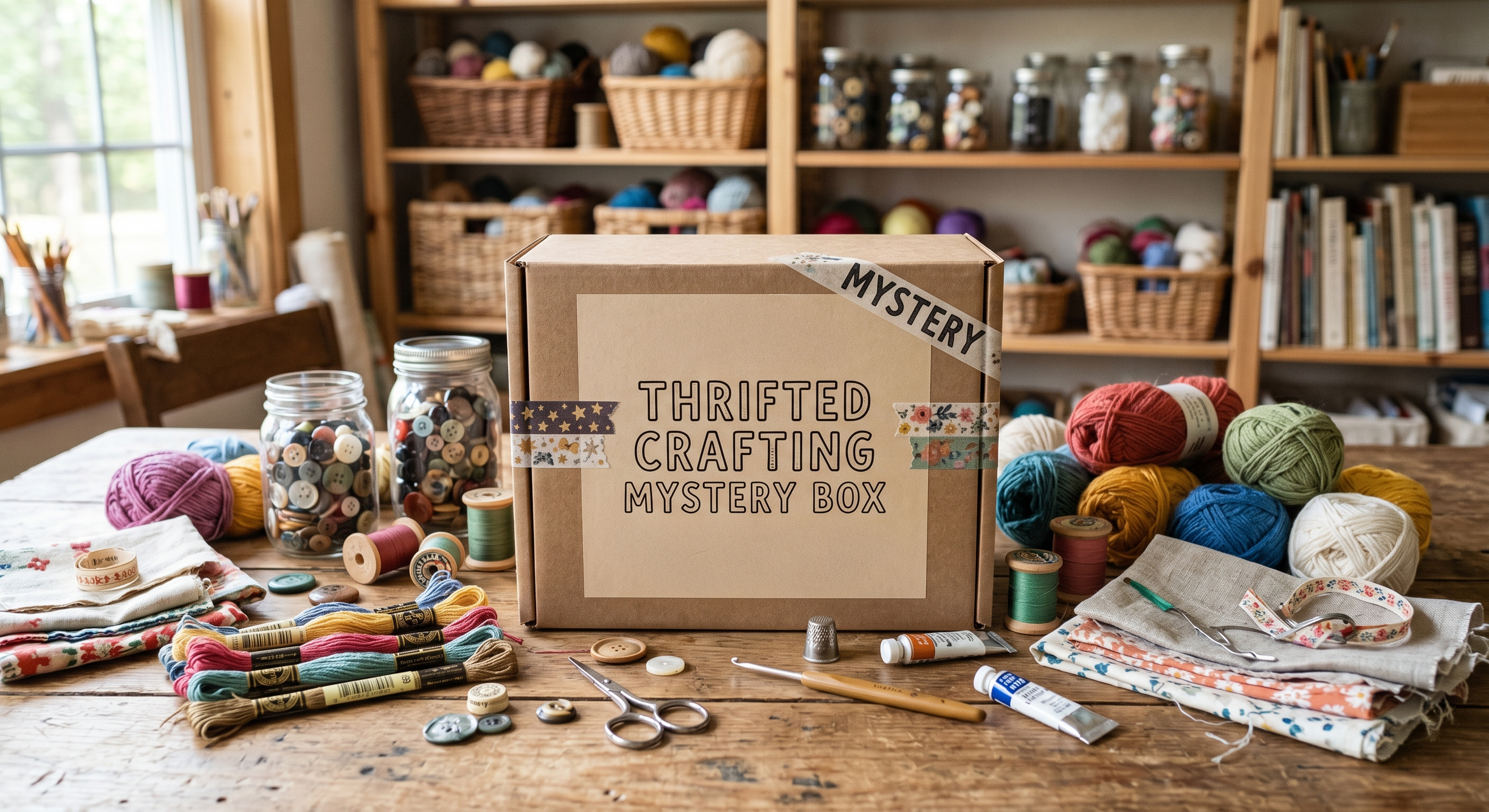 1 Pound Thrifted Craft Supplies Mystery Box