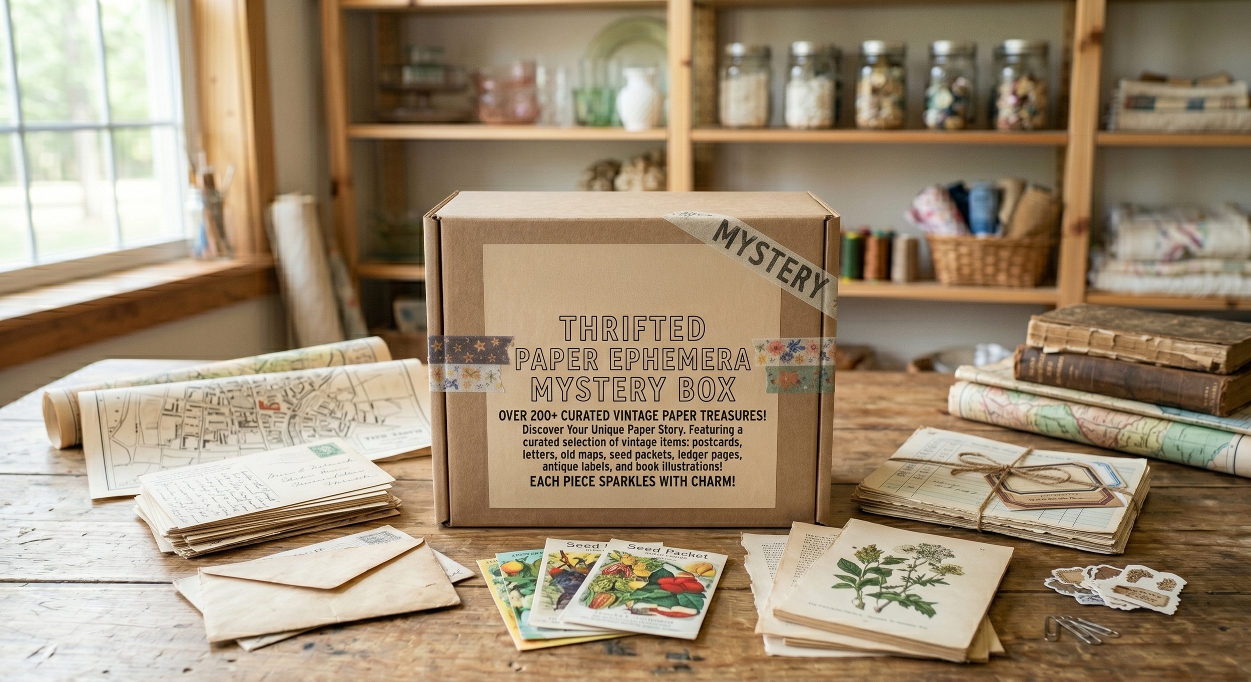 1 Pound Thrifted Paper Ephemera Mystery Box