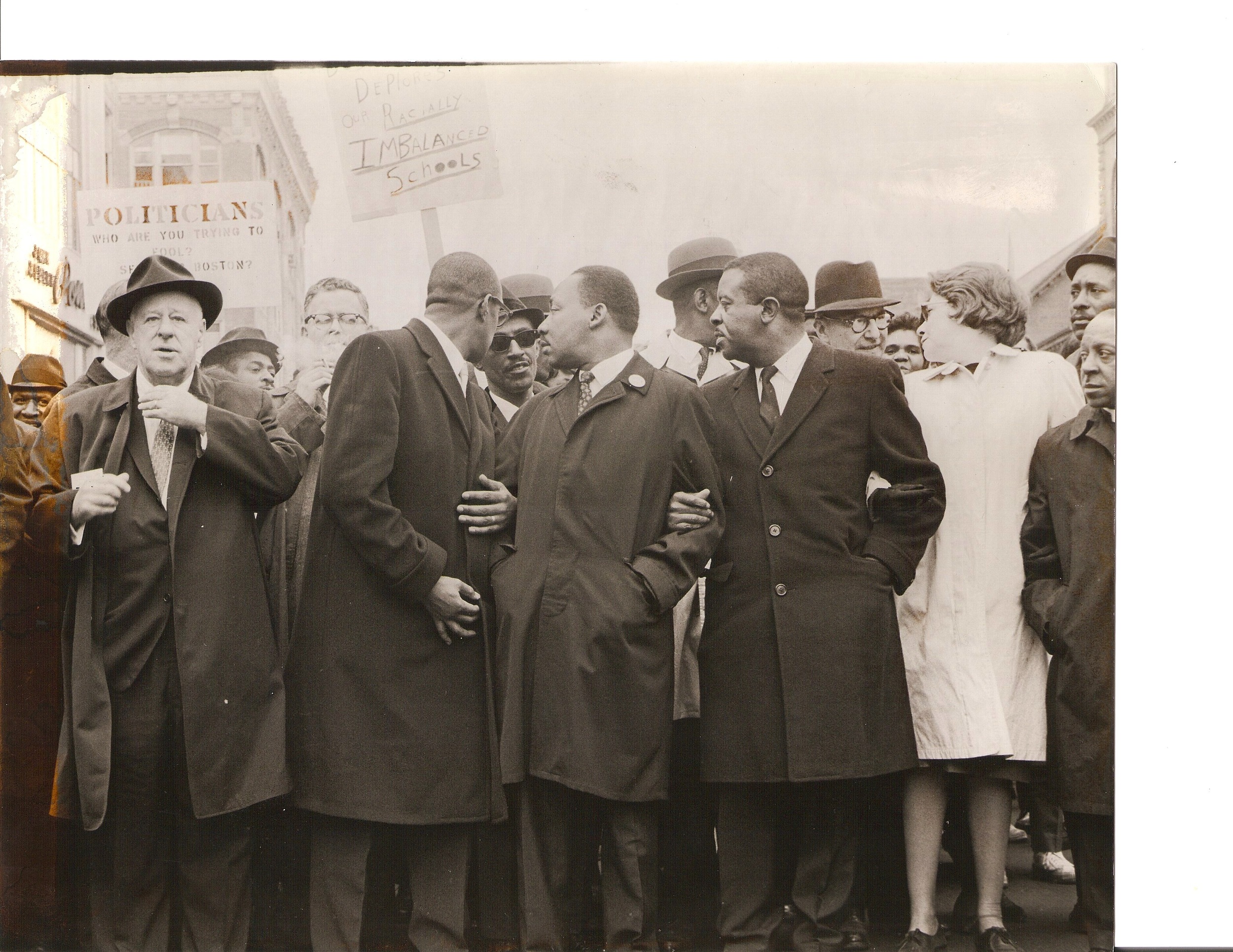 March from Carter Playground to Boston City Hall on April 1965, Massachusetts. Martin Luther King, Jr. marches for equality in schools, 50,000 people attended. MYTOWN Archives, photo credits to Beresford St. C. Corbin. Chantal: This picture is really important because it shows one of the most important people in the Civil Rights movement and the person who was actually trying hard to end racism and segregation. 