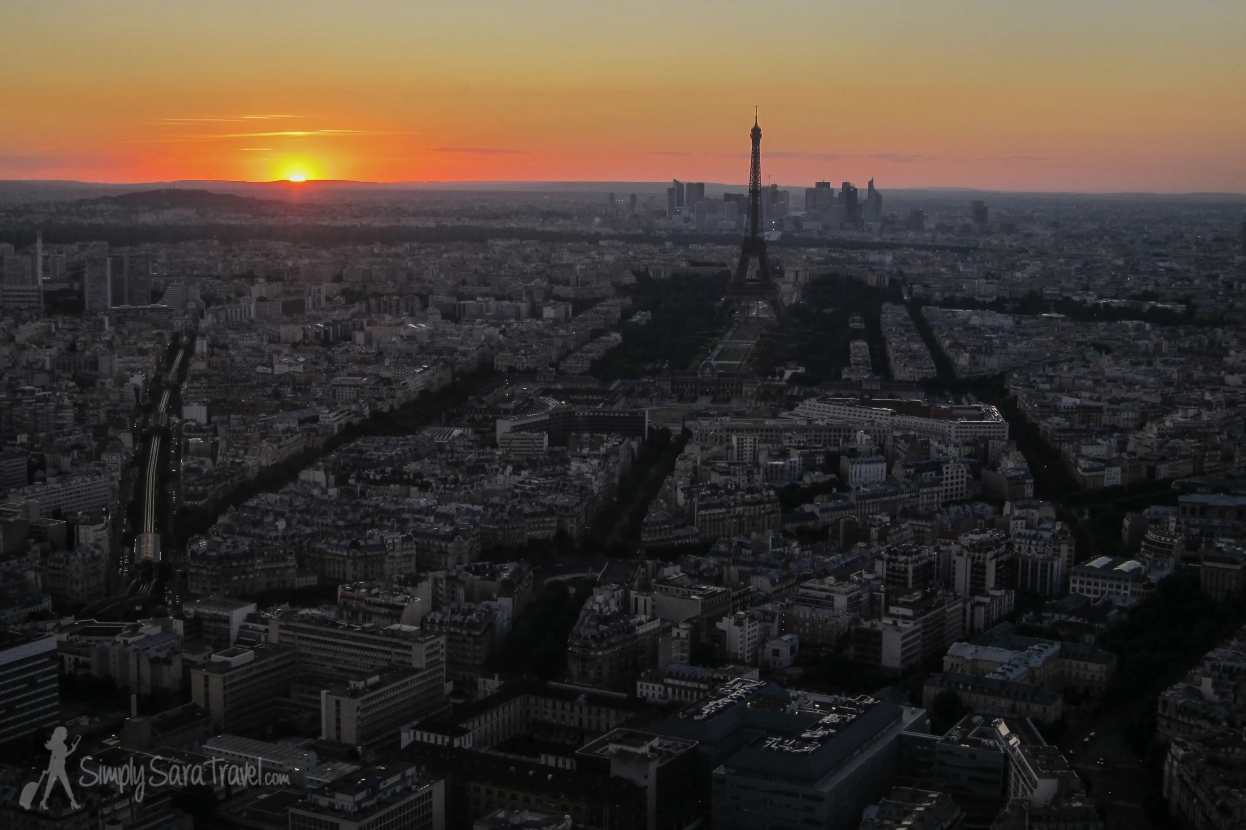 View from Tour Montparnasse while eating dinner at Ciel de Paris