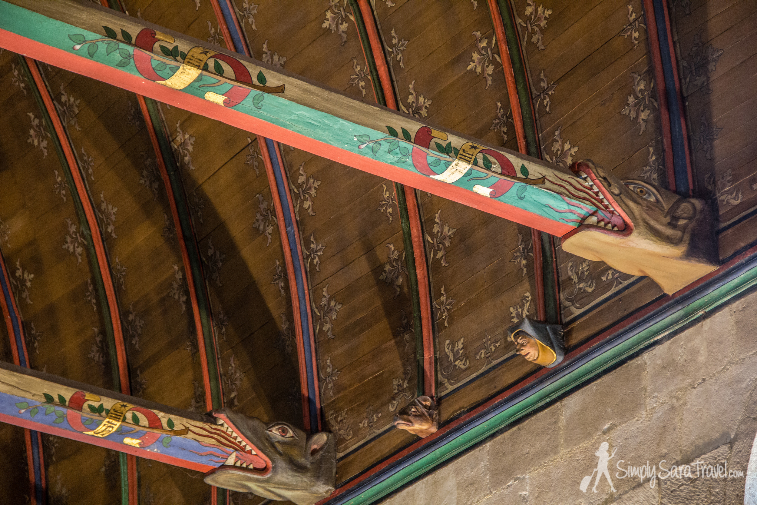 Interesting beams decorations in La Salle des Pôvres (The Room of the Poor), the ward for the poorest patients 