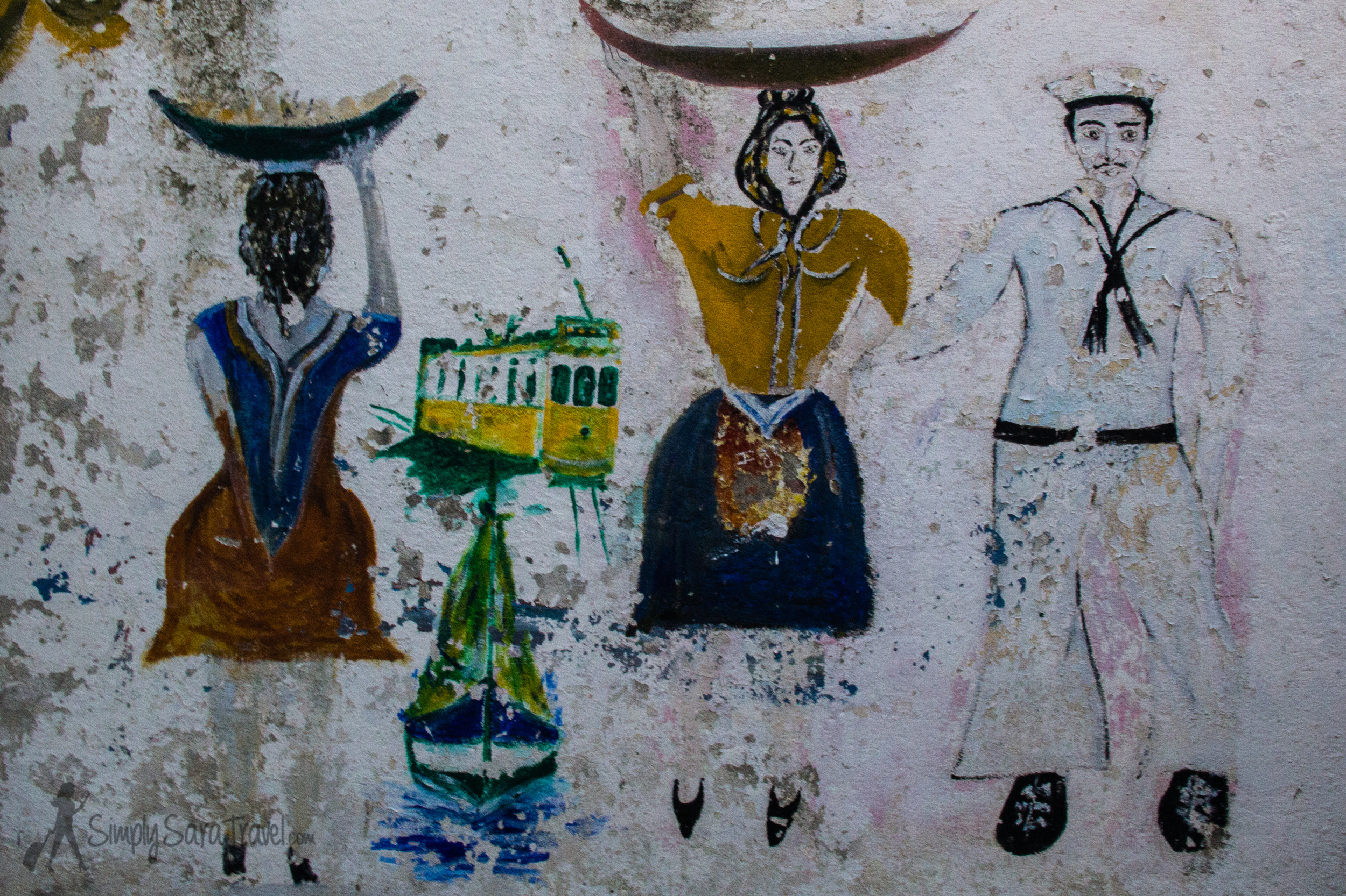 Street art in Alfama neighborhood of Lisbon