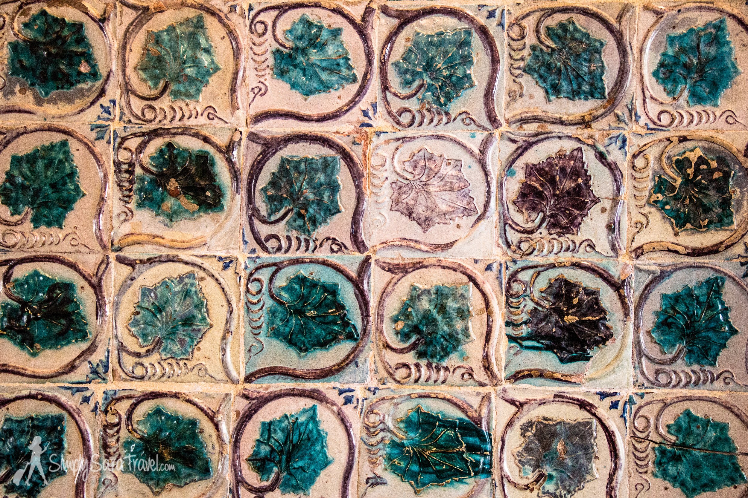 More cool tiles, this time a raised leaf pattern inside the palace