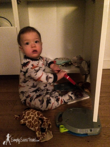 Pardon the grainy iPhone pic...I was a little groggy at 3am when this playtime took place!