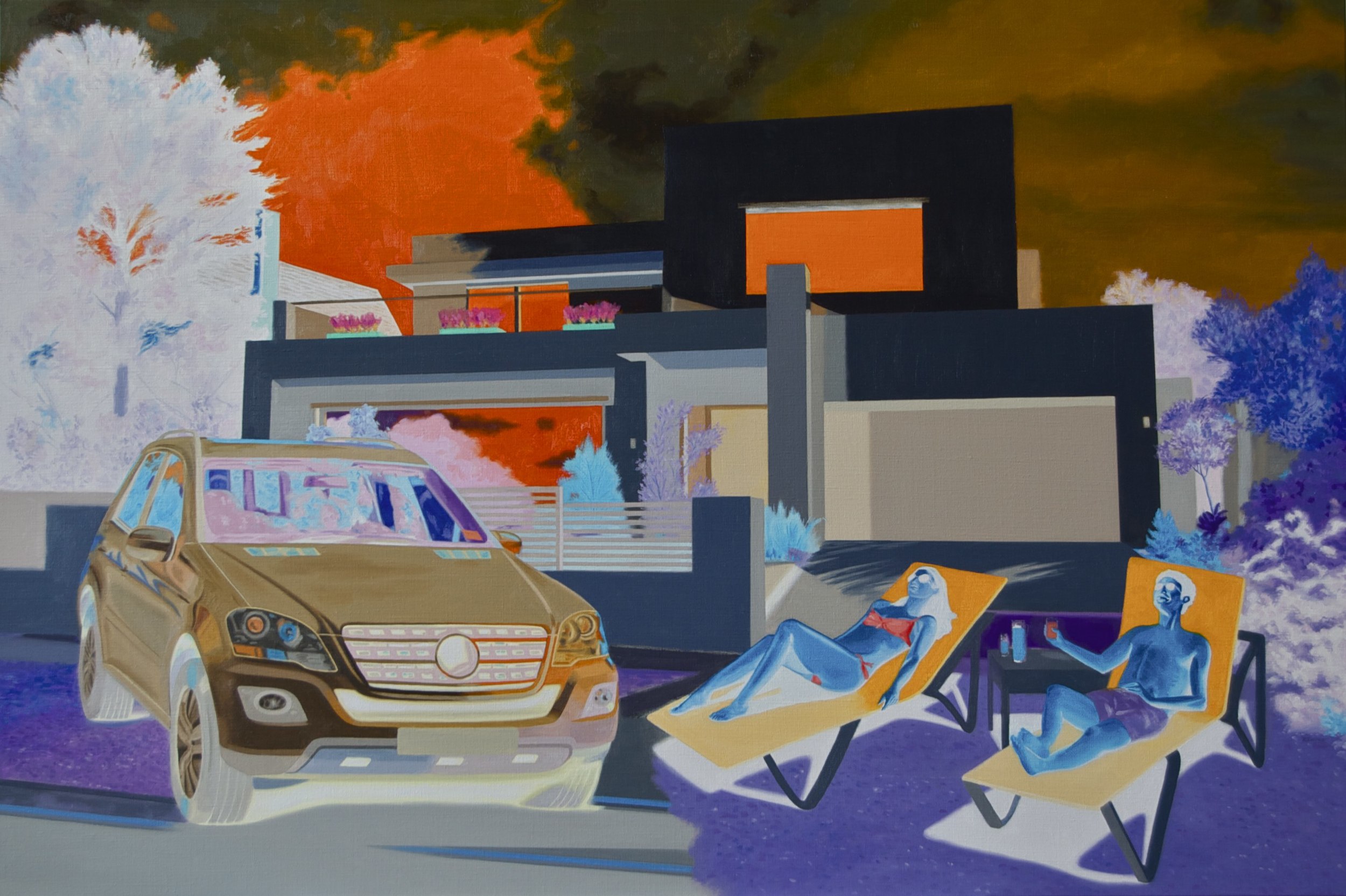 Richard Knafelc Running on empty 2014 oil on linen 102 x 152.5 cm