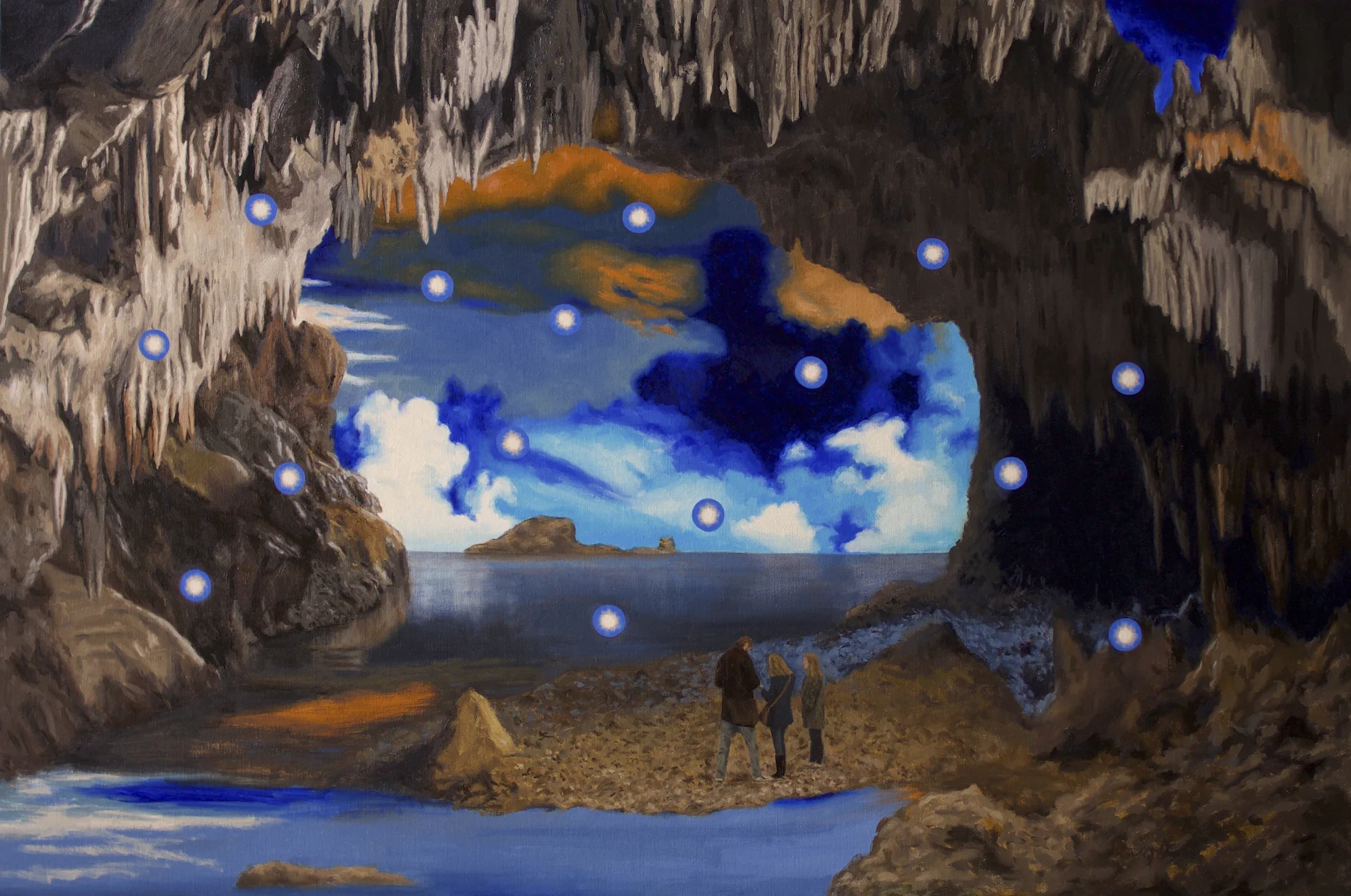 Reimagining Plato’s Cave, 2018, oil on linen, 92 x 137.5 cm Group Exhibition: Subterranean Subterranean: Exploring ideas of the unseen, the hidden, and that which exists under the surface, physically, imagined, and metaphorically. Curated by Leanne Waterhouse for Coalesce -- a collective of past and present MFA students at RMIT. Coalesce is supported by RMIT Link Arts and Culture. Artists: Sarah Austin, Pie Bolton, Rolando Garay-Matziaris, Louise Gresswell, Richard Knafelc, Dom Krapski, Garry Moore, Lizzy Simpson, Amber Stokie, Kat Teede, Leanne Waterhouse, and Jude Worters. The exhibition runs from 18 July to 23 August in Campbell Arcade -- the subway between Degraves Street and Flinders Street Station, Melbourne.