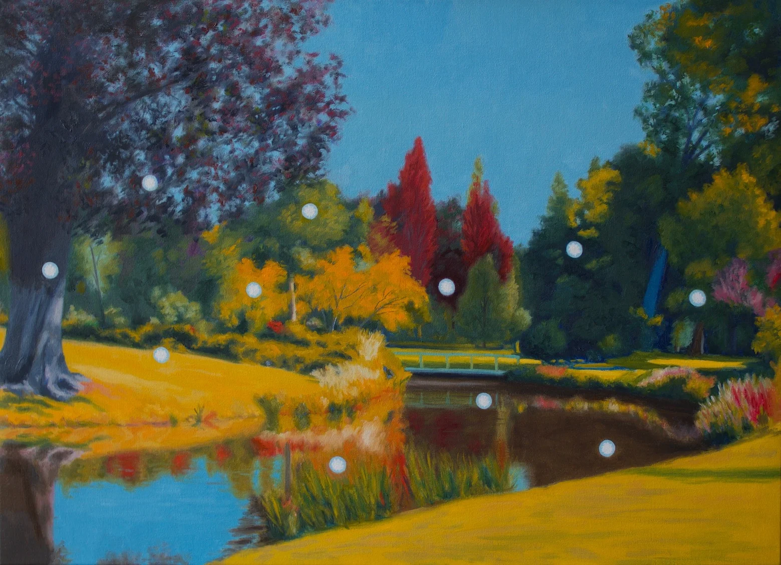   They wandered in the vale of the Moũsai  2018  oil on linen, 66 x 91.5 cm 