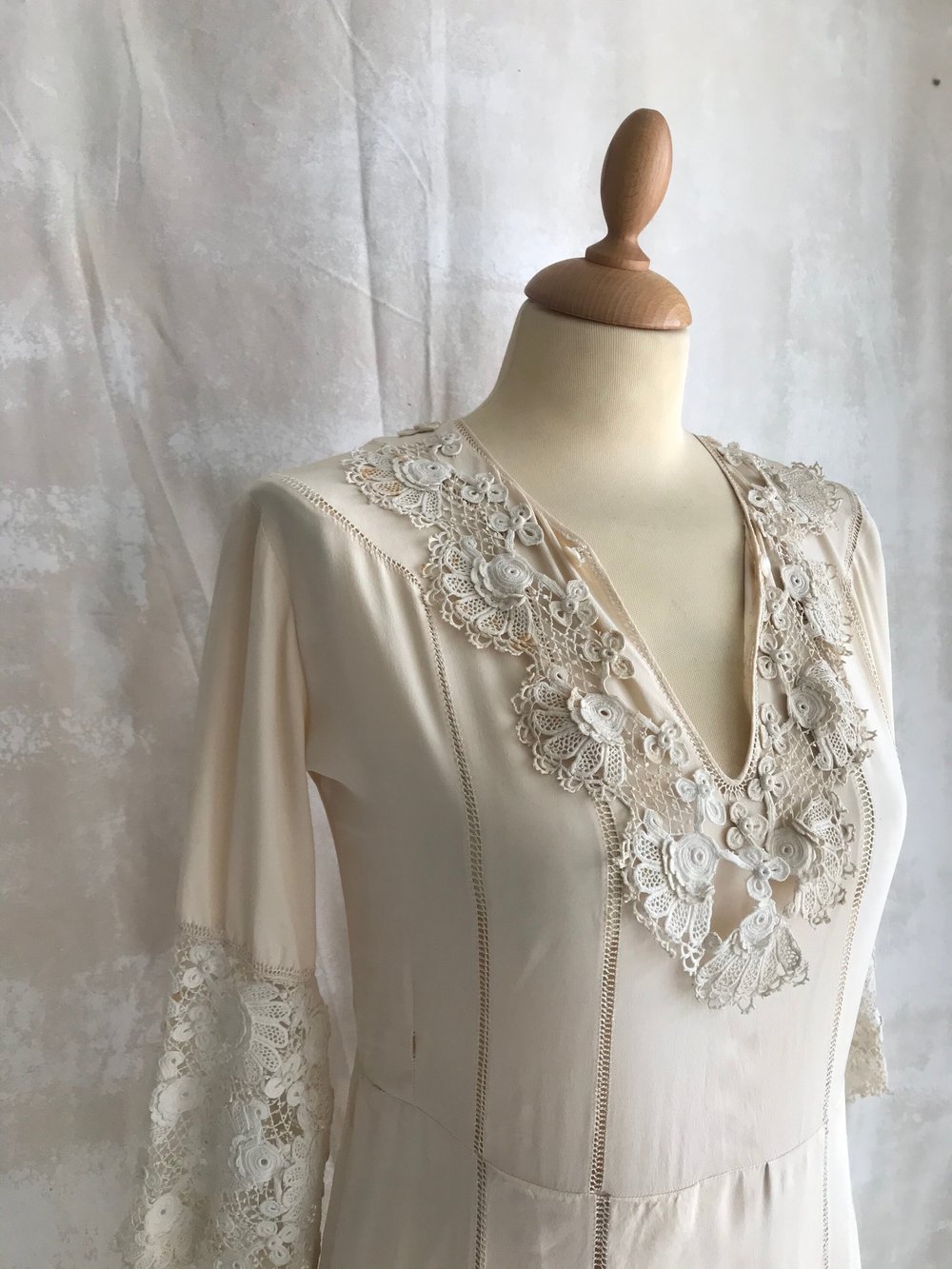 Irish Crochet & Silk Gown  Sheelin Lace
