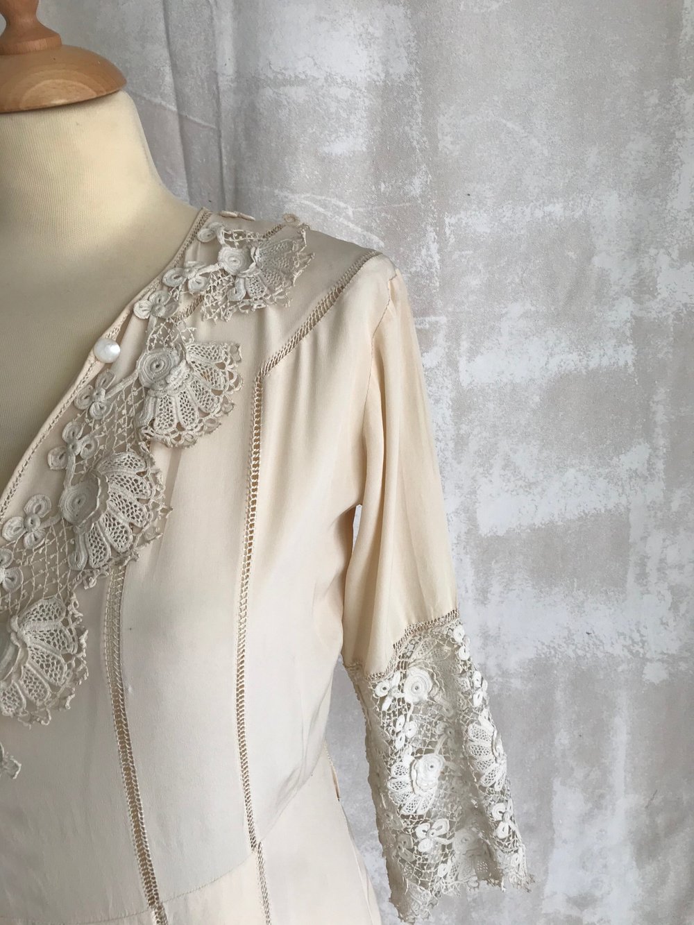 Irish Crochet & Silk Gown  Sheelin Lace