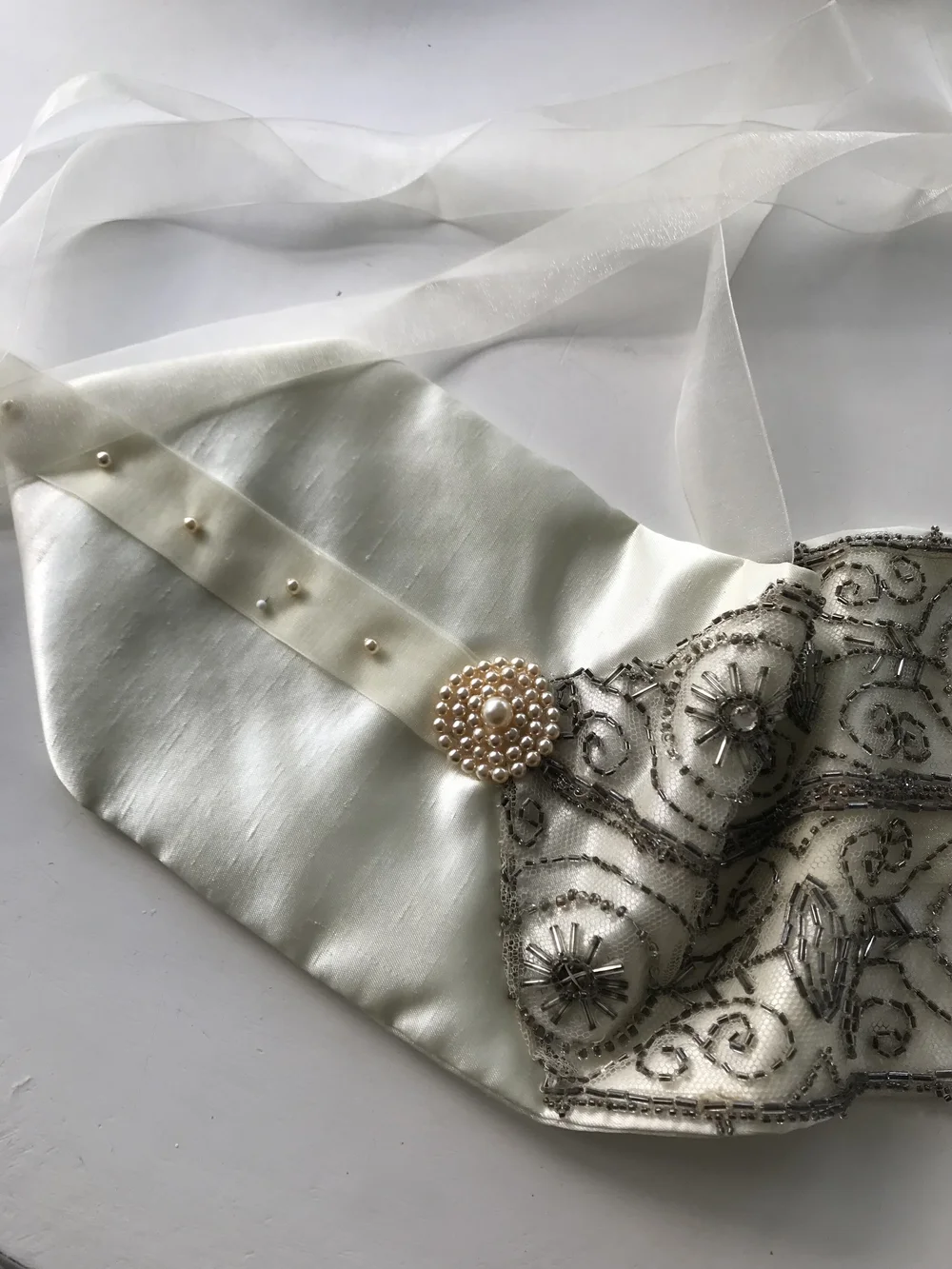 Silk beaded belt( antique) 1980s Vintage Belt 80s Silk Beaded Statement Belt Pinup  main image 4