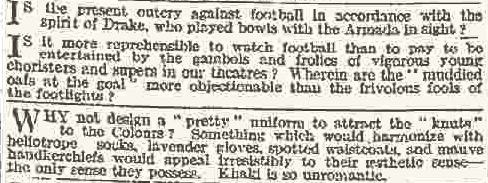 Personal notices placed in respect of the "football" debate.