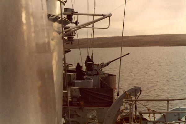 When the first attack came in, the after Seacat launchers, on the hangar roof were damaged together with 3 casualties caused by cannon fire.