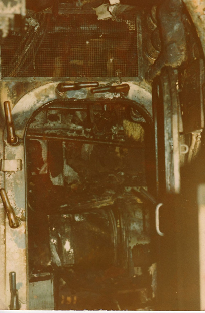 Fan Compartment (above) – one of several compartments gutted by the fire