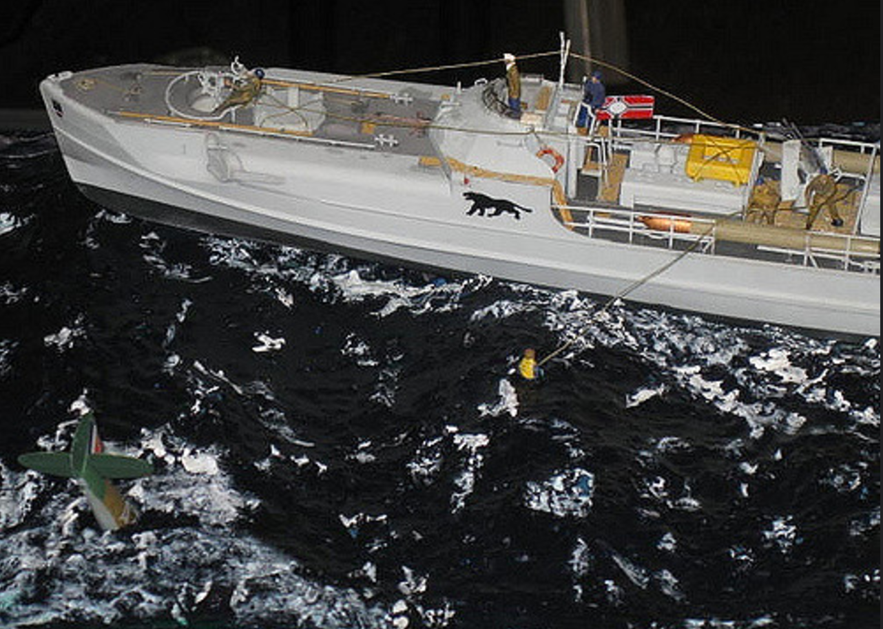 Spitfire pilot being rescued in the Channel - very cool model. Think that was our finest modelling moment in the barn.
