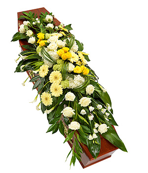 Yellow and White Casket Spray