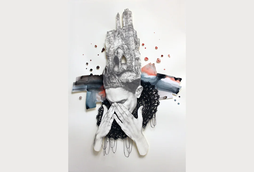 infinite and solitary I, 38" x 52", mixed media, 2014