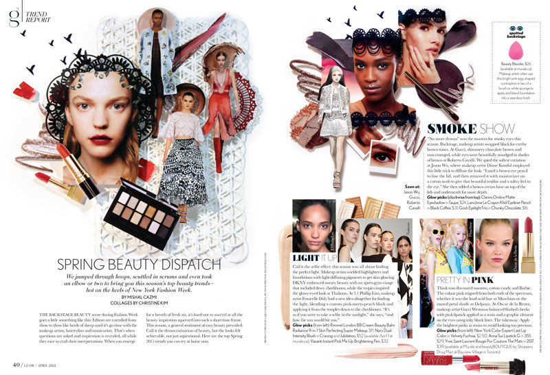 Glow Magazine Spring Trend Report 2015 ART DIRECTION: JOANNA KAM ARTICLE BY: MISHAL CAZMI