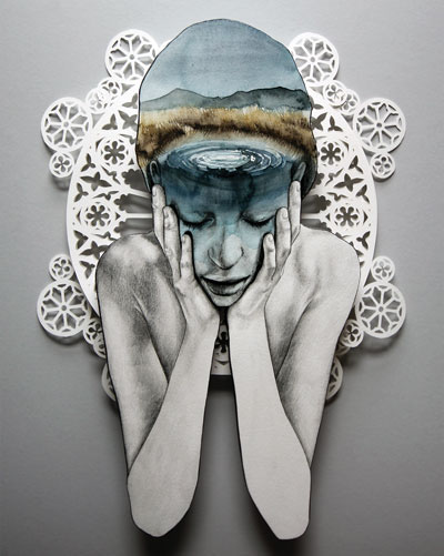 in circles that grow wide, 16" x 19.75", mixed media, 2015