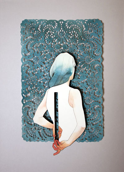a sliver of lace, 15" x 20.5", mixed media, 2015