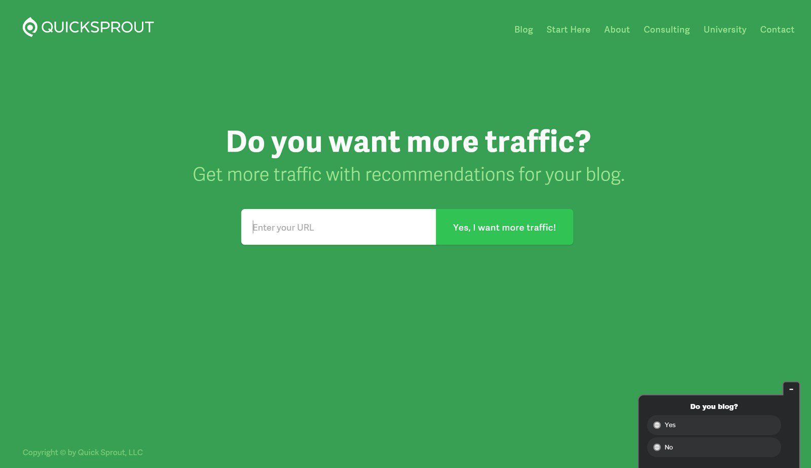 Minimale Landingpage von Conversion-Guru Neil Patel