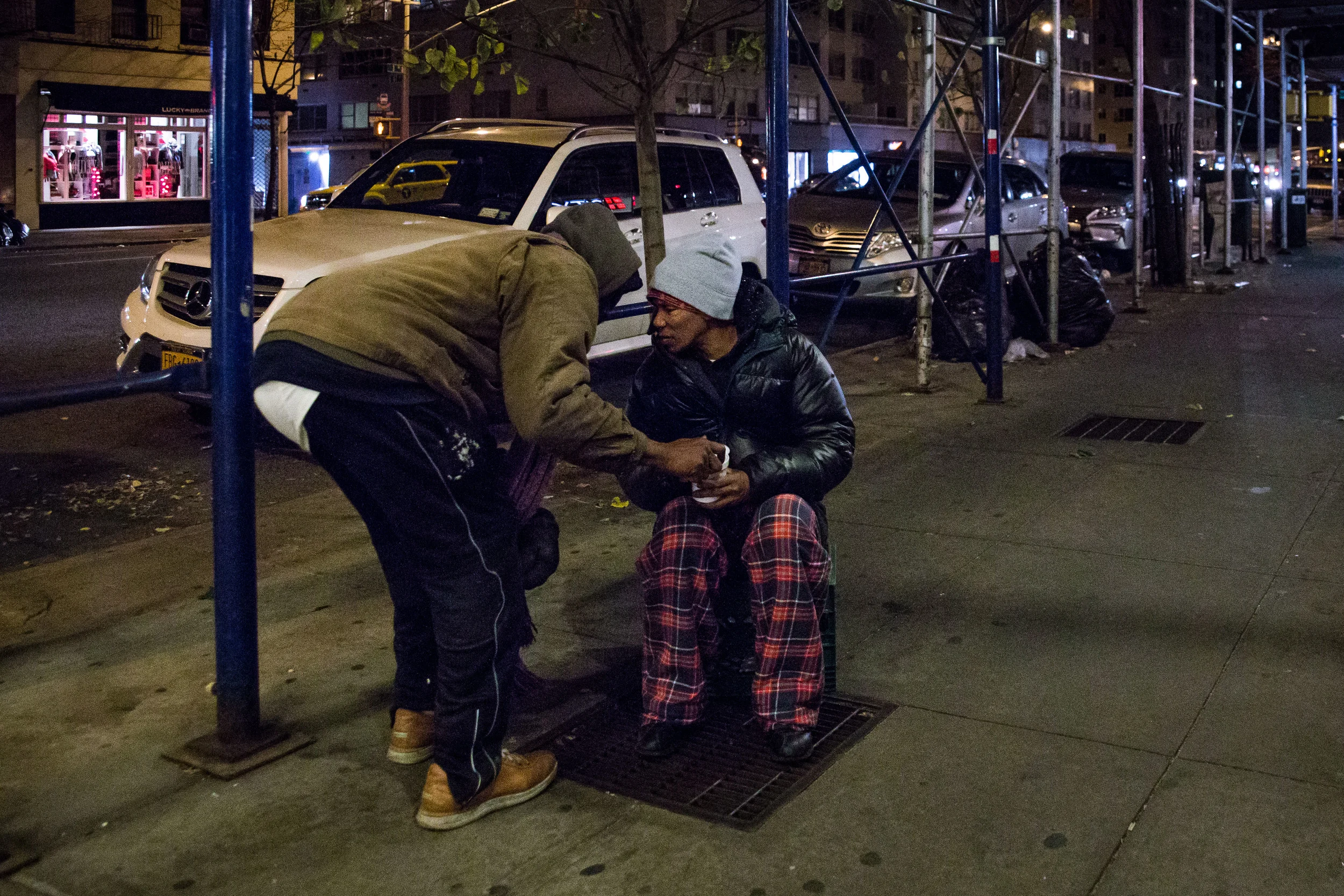   Butler finds a heating grate for his girlfriend while he works.  