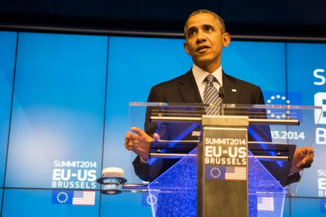 “Casual indifference would ignore the lessons that are written in the cemeteries of this continent,” Obama told EU leaders.