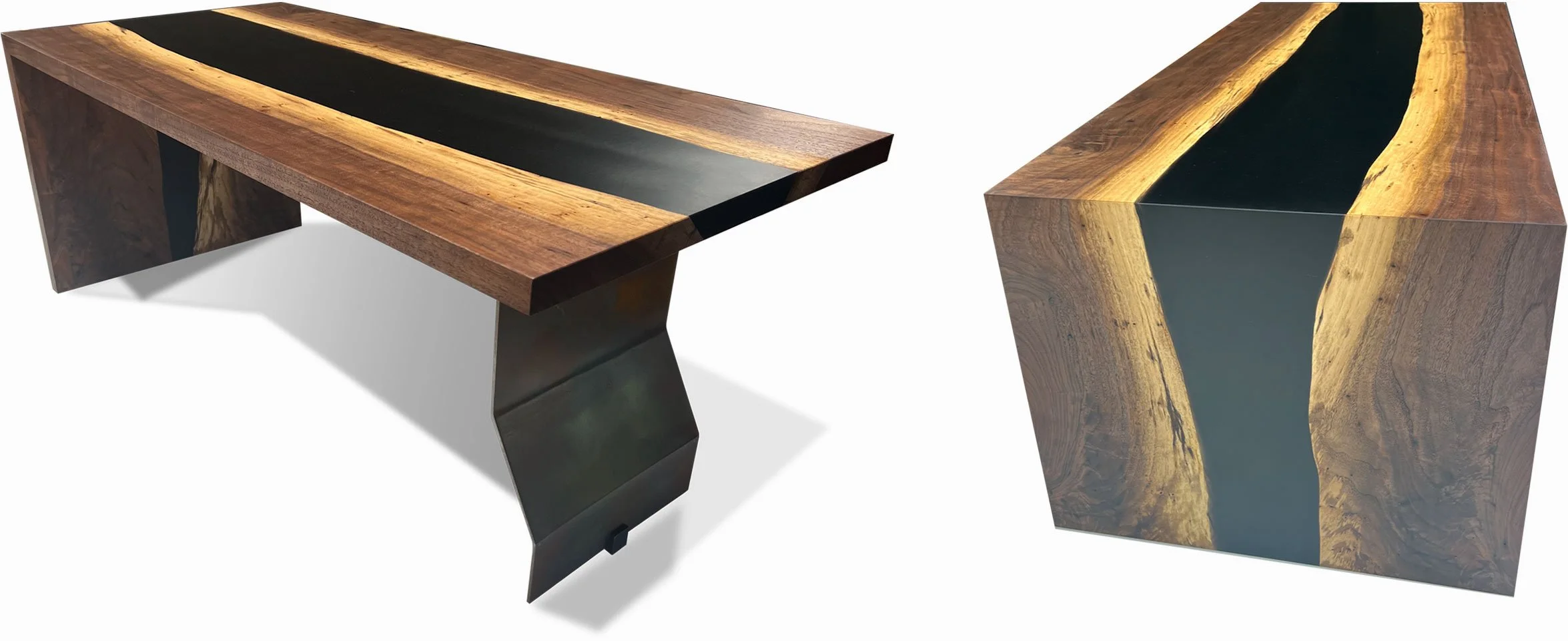 WALNUT TABLE WITH RESIN