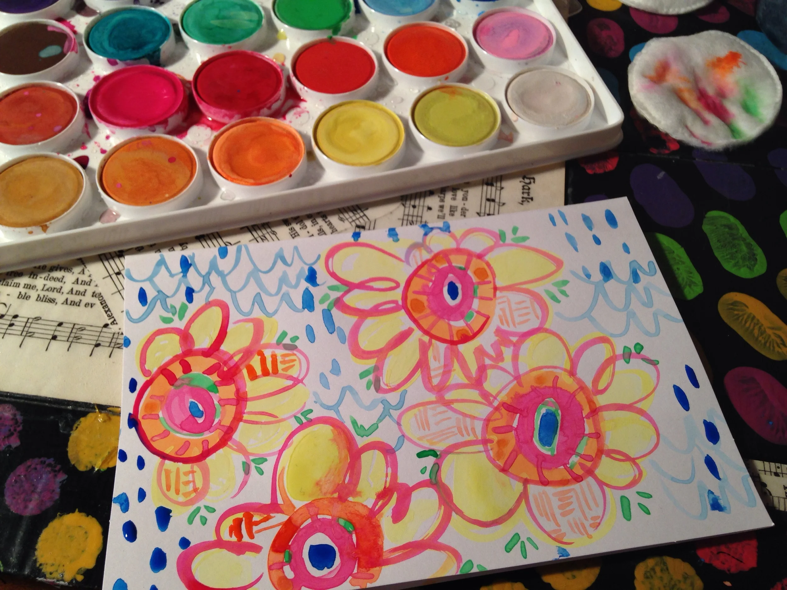 While it dries grab another card and start doodling on it with your white Big PITT pen. You can see my at the end.