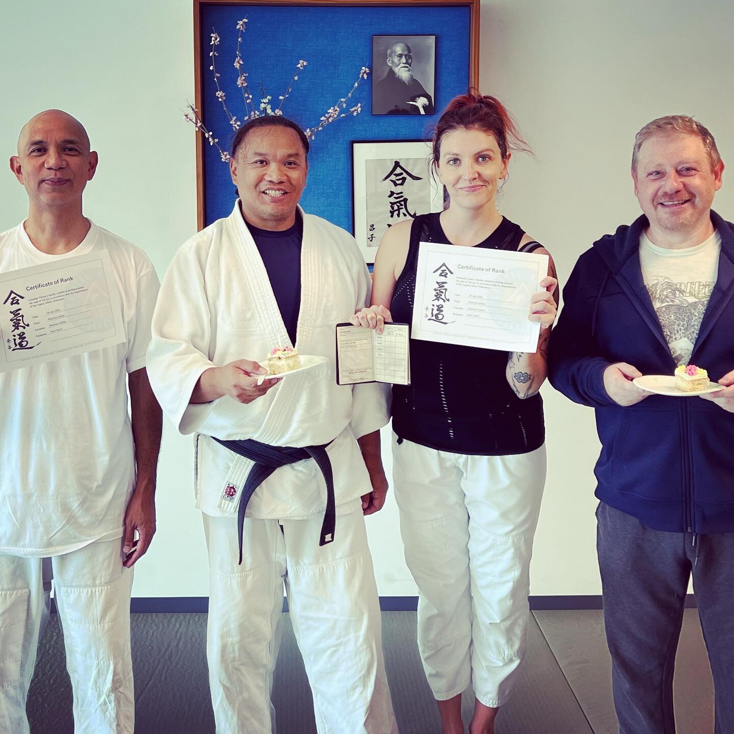Congratulations to Leo, Tonya and Sergey on their recent promotions and Happy Birthday to Ed Santos sensei. #aikido #training #exercise #workout #keepworking #fitness #martialarts  #bushido #healthy @eduardosuave @girlunfurl