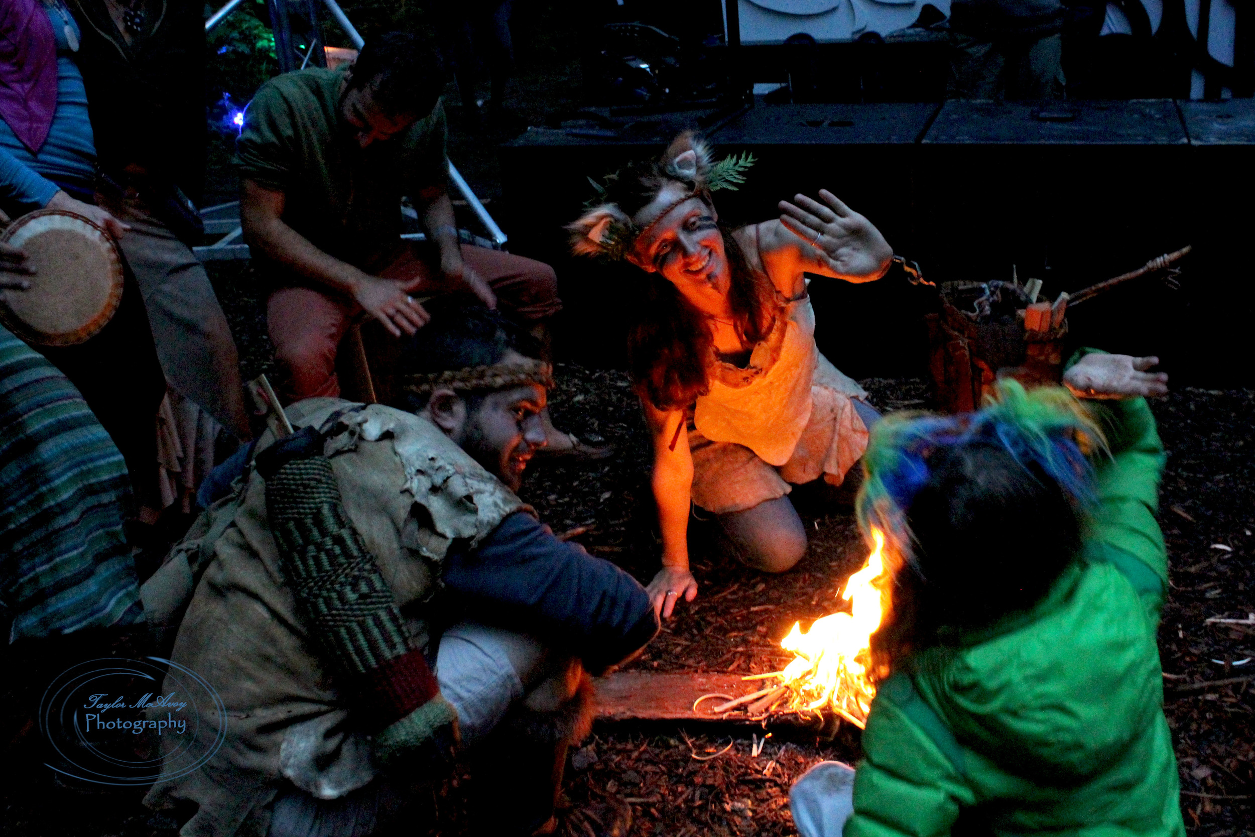  The sacred fire was awakened as part of the opening ceremonies held the first night of the festival at the River Stage. The sacred fire was meant to be shared and to spread warmth and love throughout the weekend of the festival.&nbsp; 