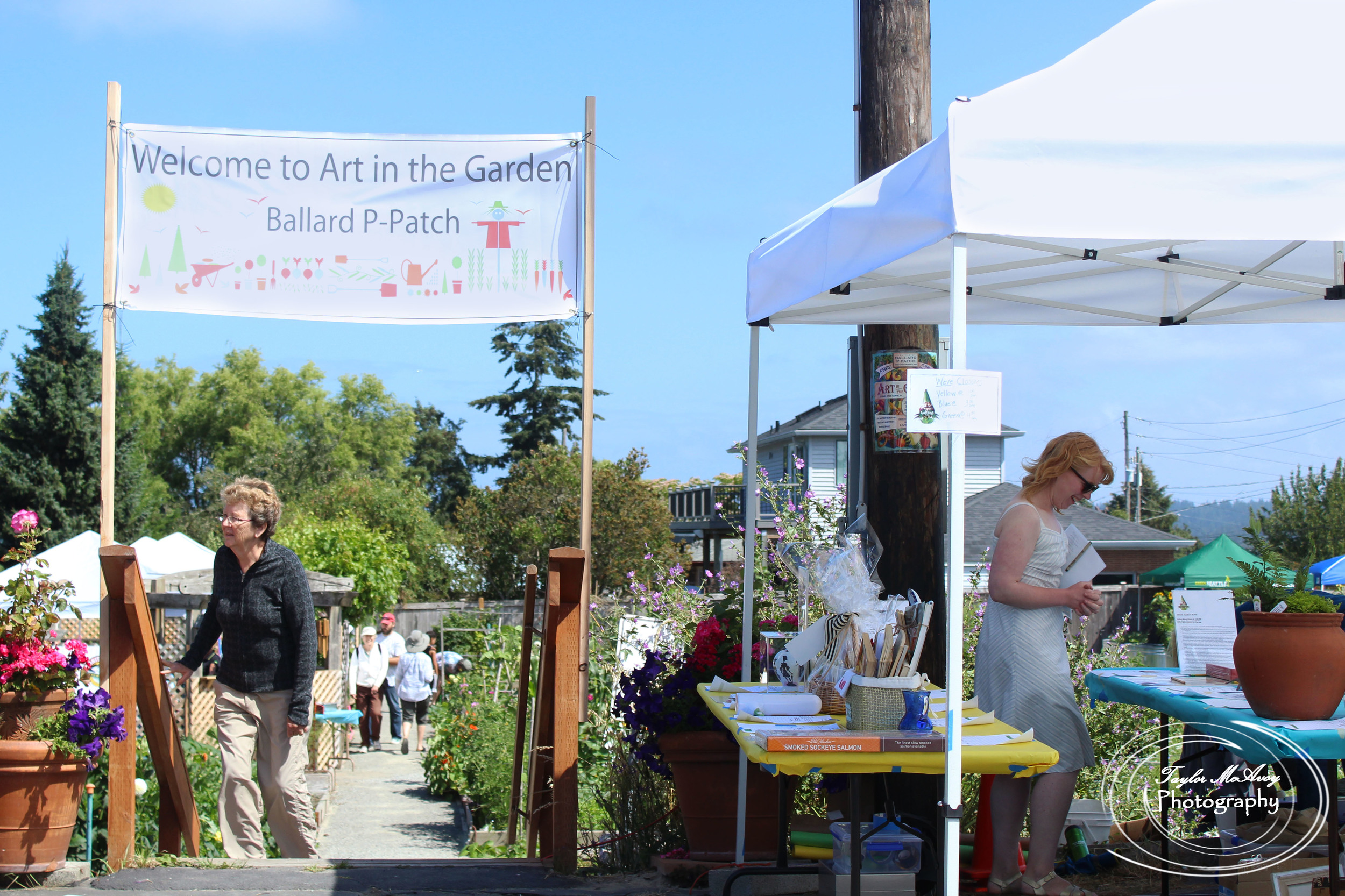  The Ballard P-Patch is a volunteer run garden promoting community and an eco-friendly environment where everyone is welcome. Every year Ballard P-Patch hosts local artists, vendors, musicians, community members, and volunteers in the Art in the Gard