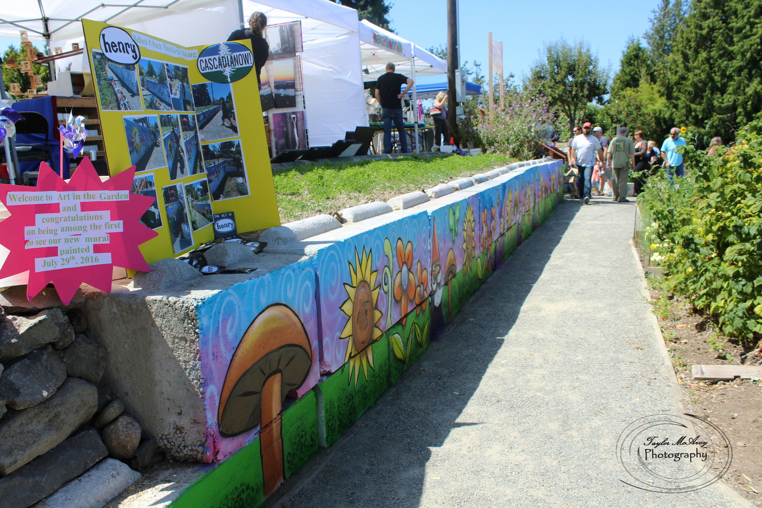  Seattle artist Ryan Henry Ward contributed to the community and the Ballard P-Patch by volunteering to paint this beautiful mural and add to the color of the community.&nbsp; 