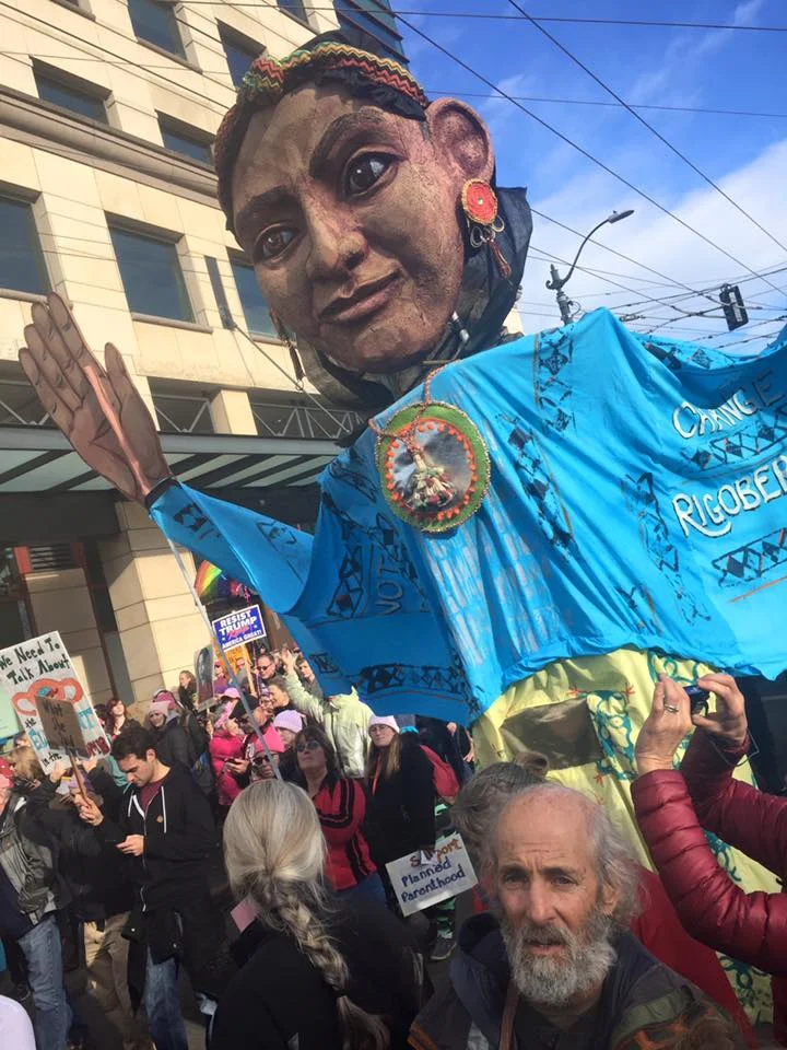 Seattle CascadiaNow! helped coordinate WXM activities by helping to create nine amazing giant puppets, each representing a powerful women around the world in the US.
