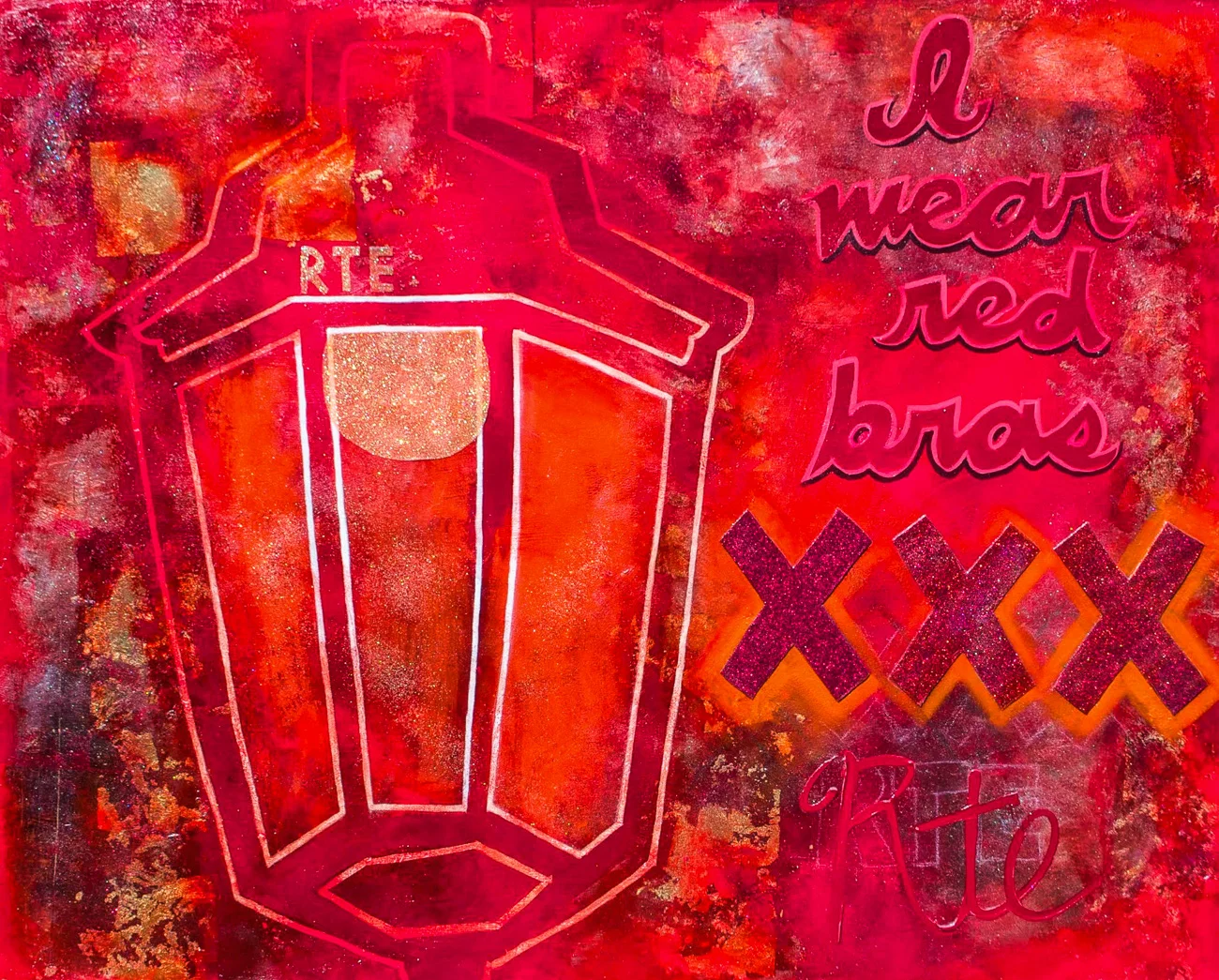   Danielle Bartlette   ' I Wear Red Bras' , 2015    mixed media on canvas    48'' x 60''    ----------  