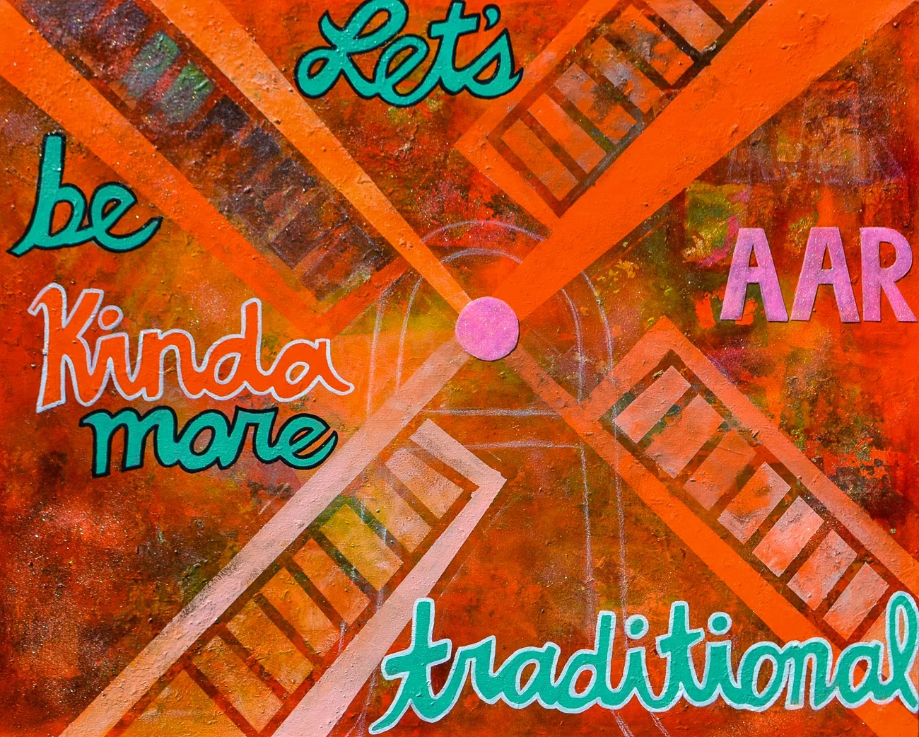   Danielle Bartlette    Windmill,  2014  mixed media on canvas  48''x60'' 