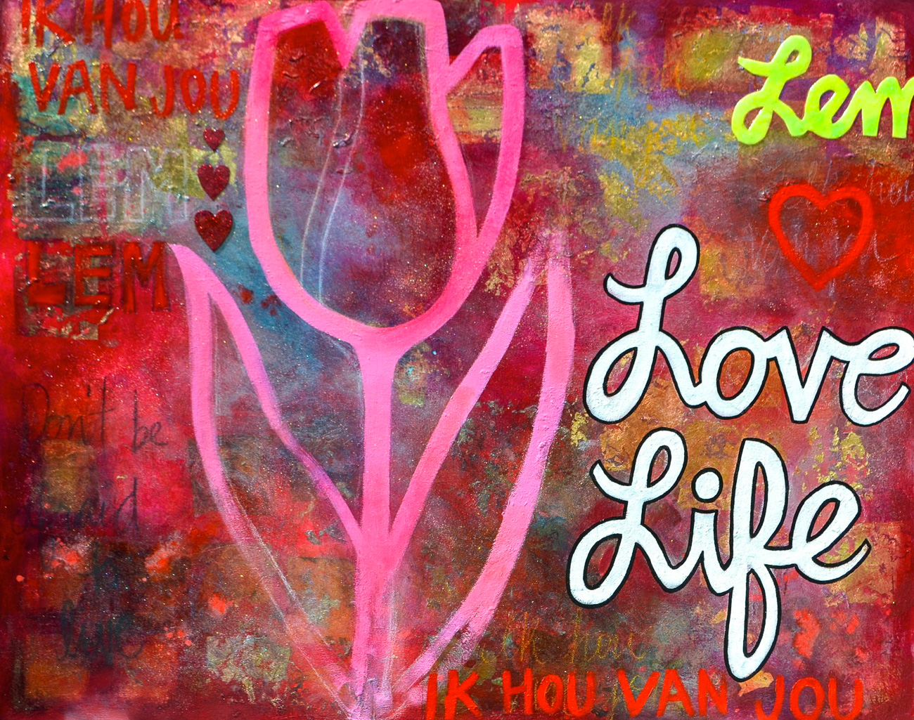   Danielle Bartlette    Love Life,  2014  mixed media on canvas  48''x60'' 