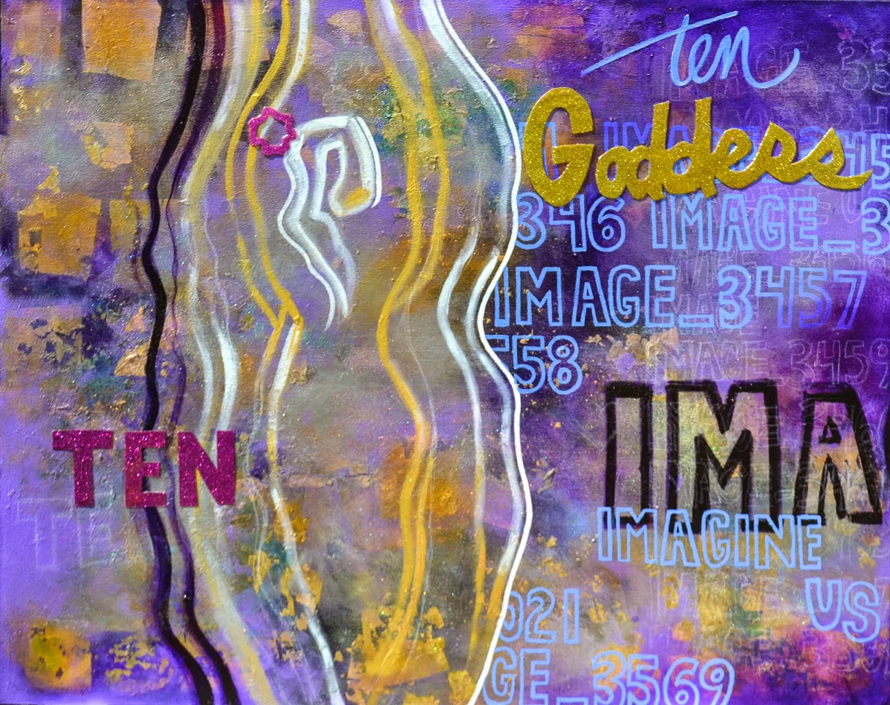   Danielle Bartlette    Goddess,  2014  mixed media on canvas  48''x60''  SOLD  ---------- 